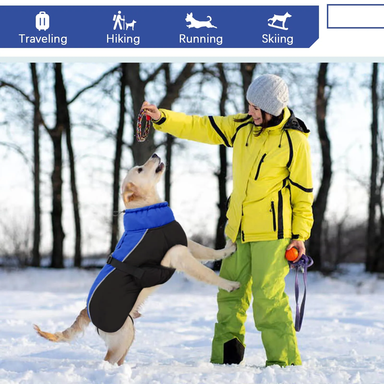 Hjyokuso Cappotto per Cani Impermeabile - Giacca Invernale Calda Antivento, Abbigliamento Completo per Cani di Taglia Piccola e Media Con Striscia Riflettente - immagine 6