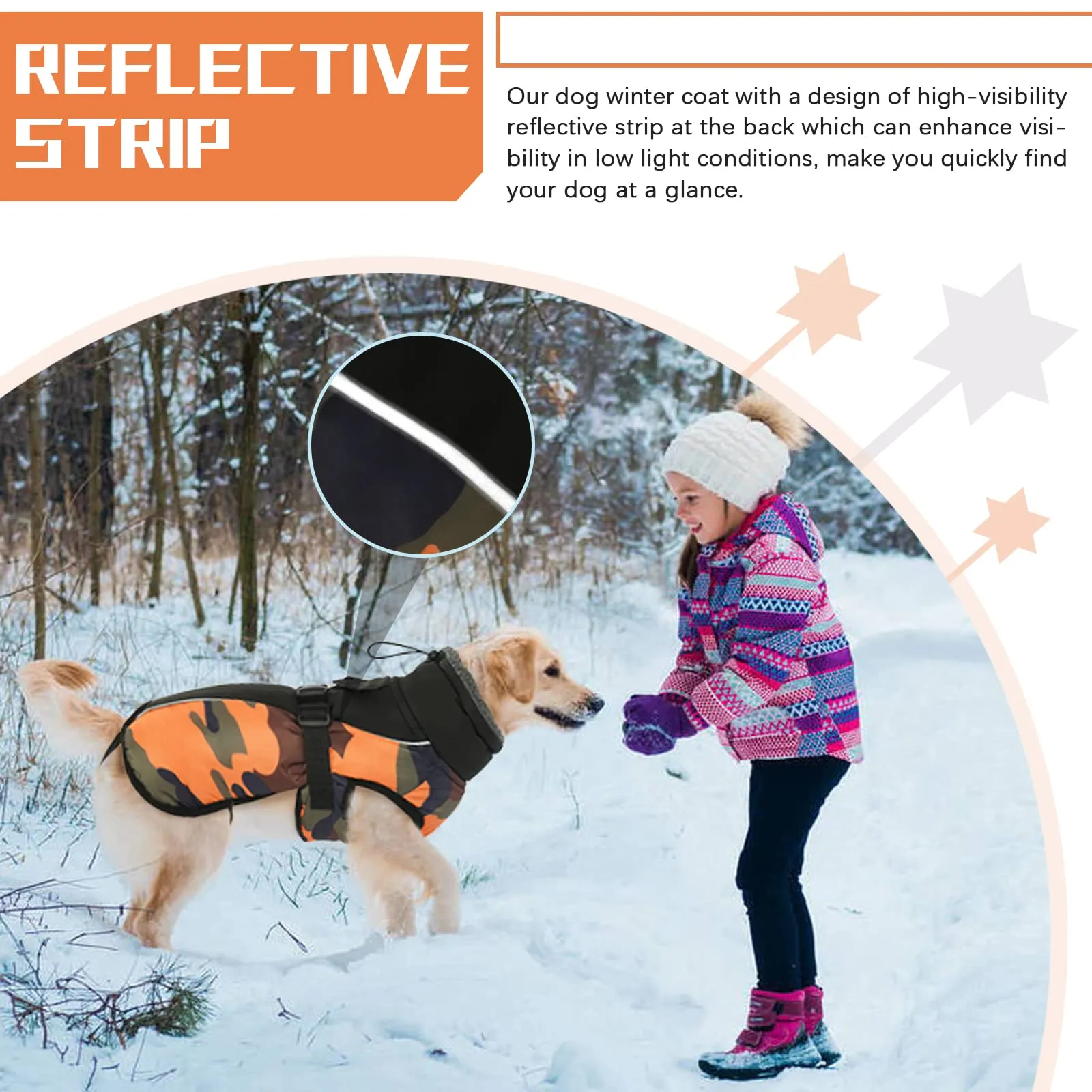 Hjyokuso Cappotto per cani impermeabile Giacca invernale calda, Giacca per cani antivento Abbigliamento per cani Completo per cani di taglia piccola di taglia media Con Striscia Riflettente - immagine 5