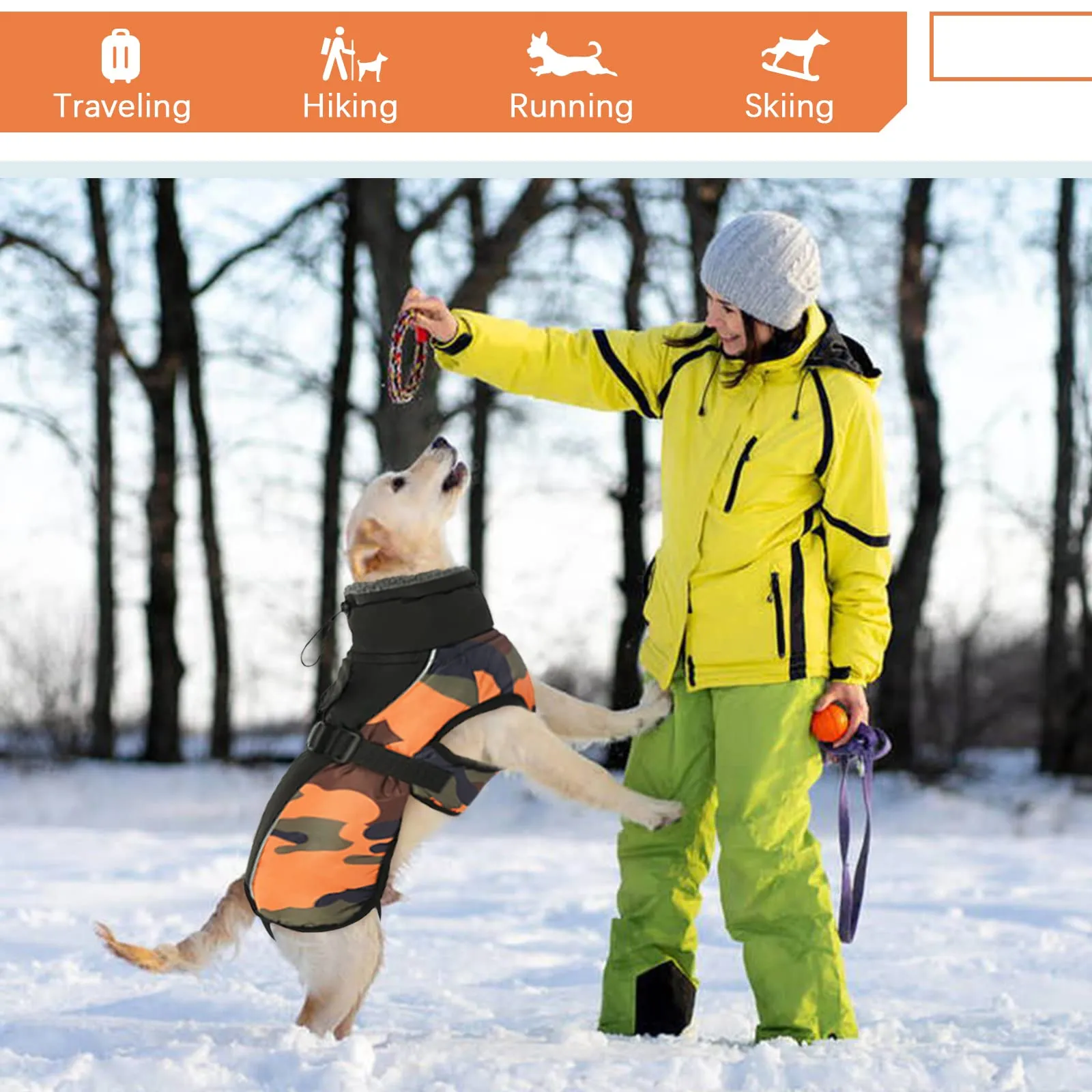 Hjyokuso Cappotto per cani impermeabile Giacca invernale calda, Giacca per cani antivento Abbigliamento per cani Completo per cani di taglia piccola di taglia media Con Striscia Riflettente - immagine 6