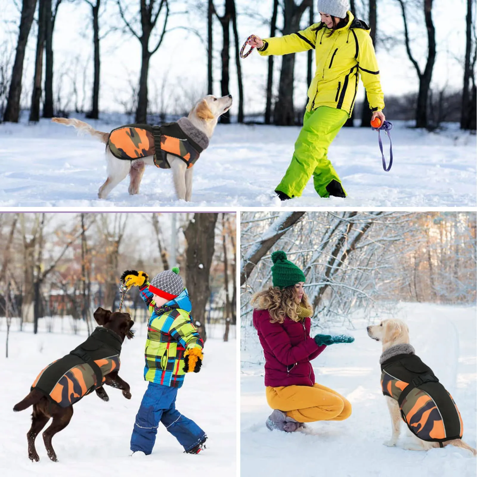 Hjyokuso Cappotto per cani impermeabile Giacca invernale calda, Giacca per cani antivento Abbigliamento per cani Completo per cani di taglia piccola di taglia media Con Striscia Riflettente - immagine 7
