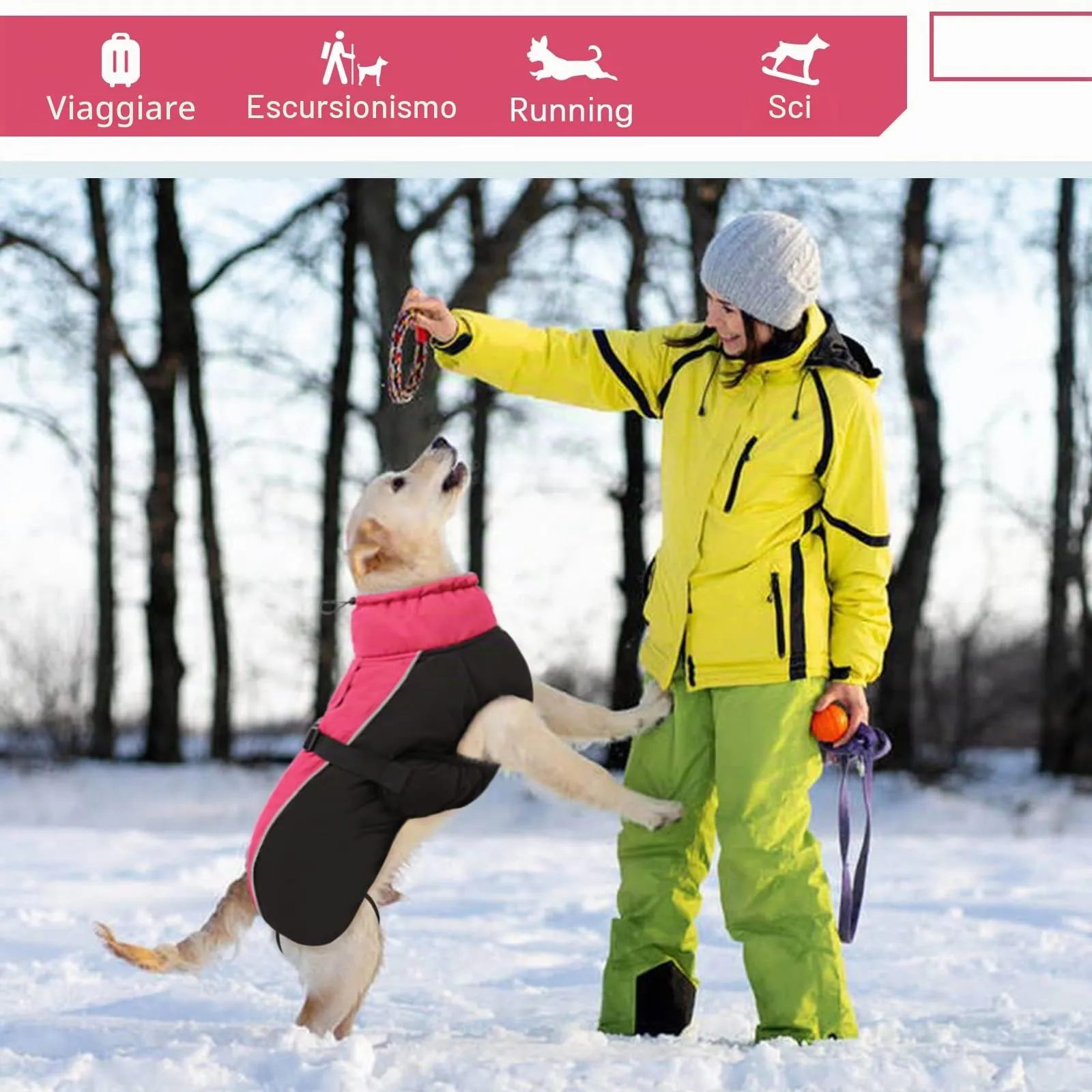 Hjyokuso Cappotto per cani impermeabile Giacca invernale calda, Giacca per cani antivento Abbigliamento per cani Completo per cani di taglia piccola di taglia media Con Striscia Riflettente - immagine 6