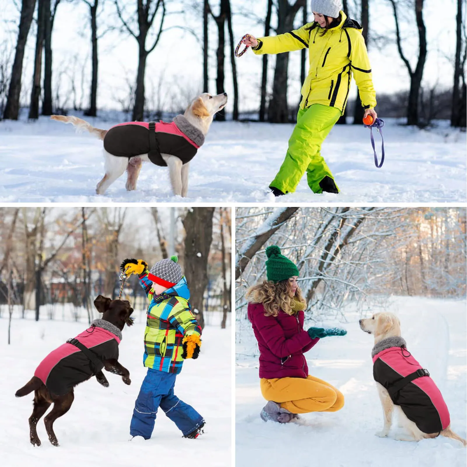 Hjyokuso Cappotto per Cani Impermeabile - Giacca Invernale Calda Antivento, Abbigliamento Completo per Cani di Taglia Piccola e Media Con Striscia Riflettente - immagine 7