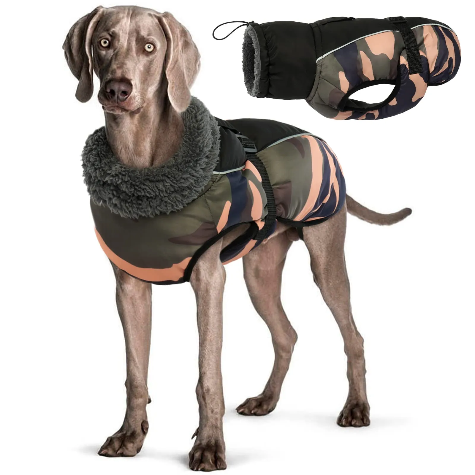 Hjyokuso Cappotto per Cani Impermeabile - Giacca Invernale Calda e Antivento, Abbigliamento Completo per Cani di Taglia Piccola e Media Con Striscia Riflettente - immagine 1