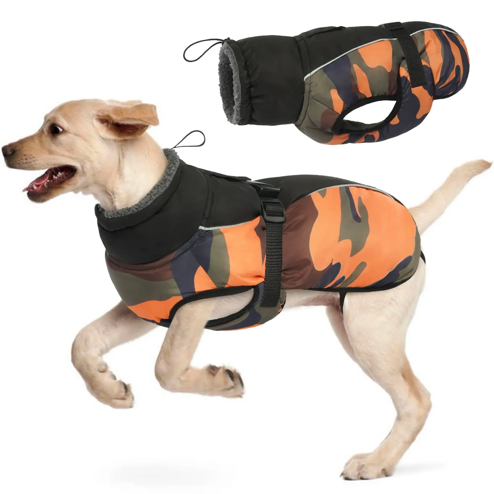 Hjyokuso Cappotto per cani impermeabile Giacca invernale calda, Giacca per cani antivento Abbigliamento per cani Completo per cani di taglia piccola di taglia media Con Striscia Riflettente - immagine 1