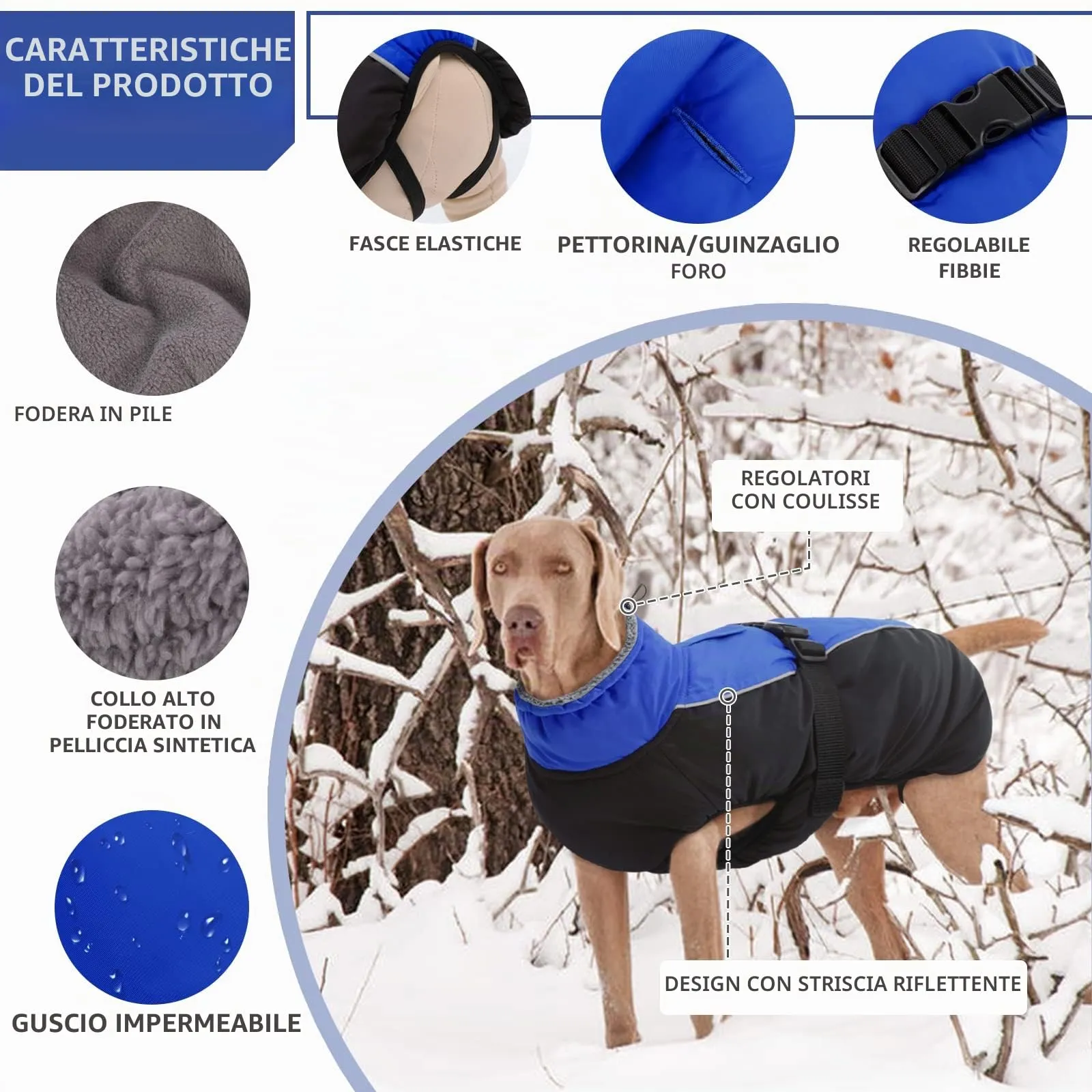 Hjyokuso Cappotto per cani impermeabile Giacca invernale calda, Giacca per cani antivento Abbigliamento per cani Completo per cani di taglia piccola di taglia media Con Striscia Riflettente - immagine 3