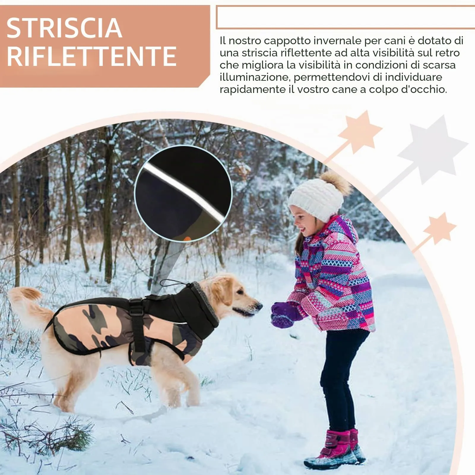 Hjyokuso Cappotto per cani impermeabile Giacca invernale calda, Giacca per cani antivento Abbigliamento per cani Completo per cani di taglia piccola di taglia media Con Striscia Riflettente - immagine 5