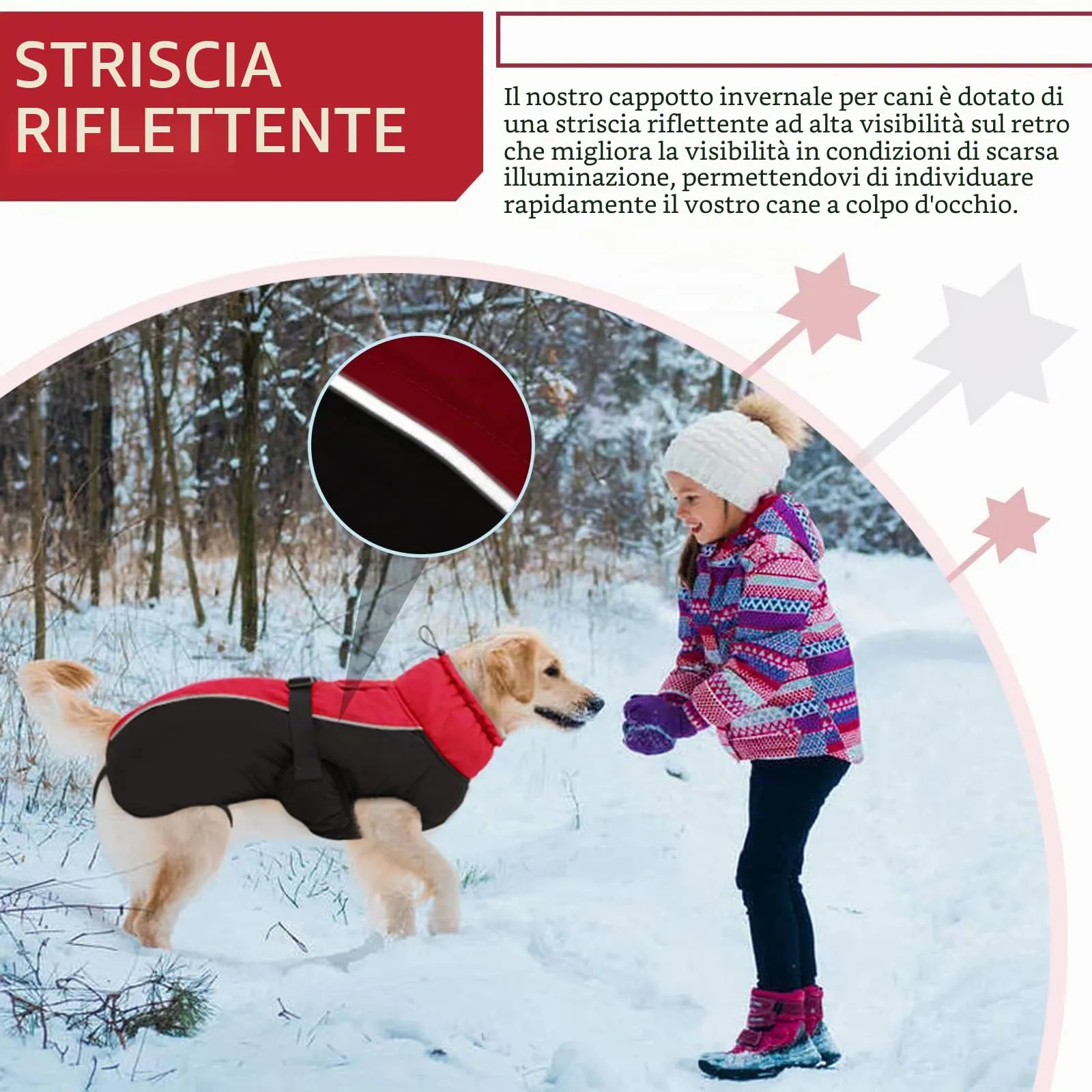Hjyokuso Cappotto per cani impermeabile Giacca invernale calda, Giacca per cani antivento Abbigliamento per cani Completo per cani di taglia piccola di taglia media Con Striscia Riflettente - immagine 5