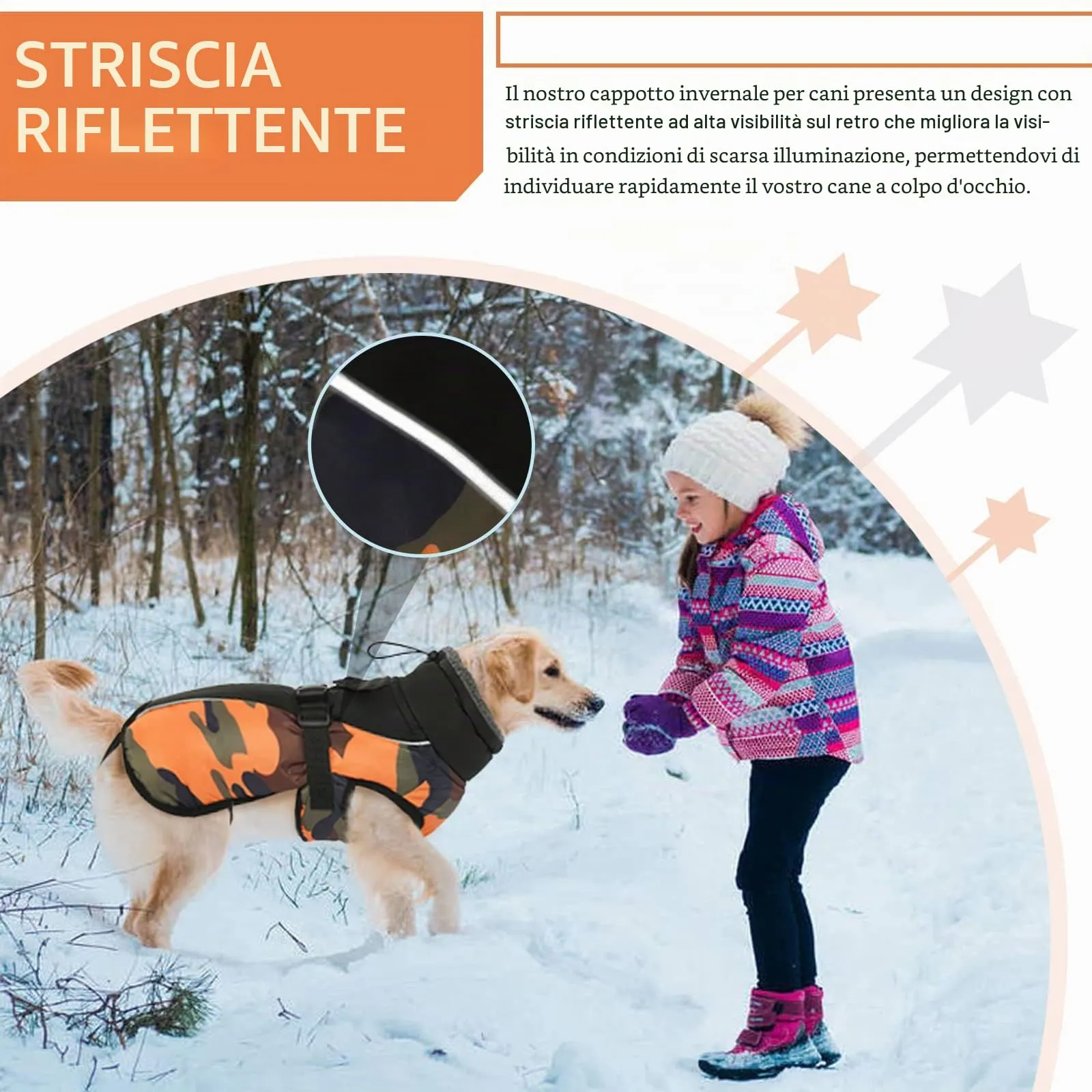 Hjyokuso Cappotto per Cani Impermeabile, Giacca Invernale Calda e Antivento, Abbigliamento Completo per Cani di Taglia Piccola e Media Con Striscia Riflettente - immagine 5