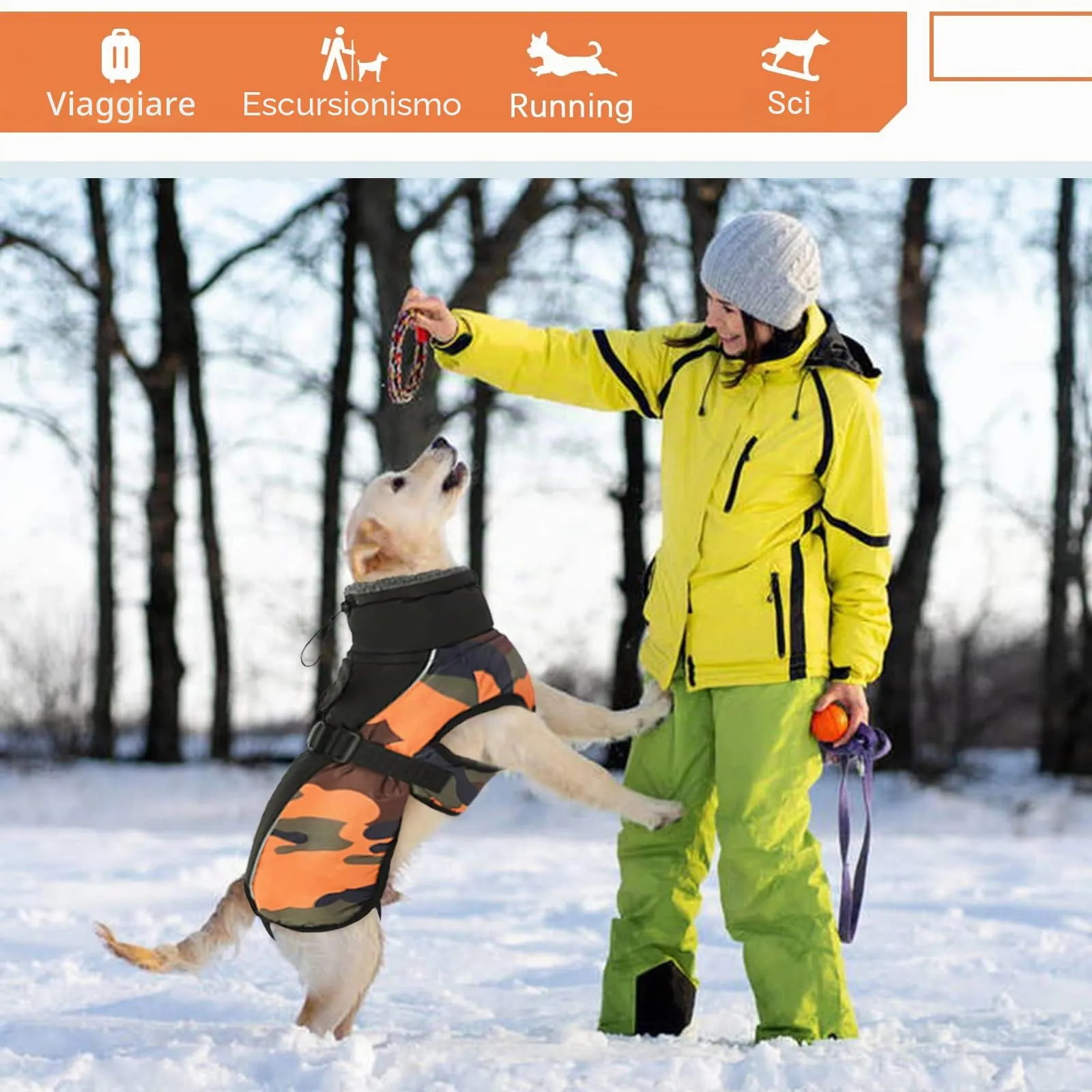 Hjyokuso Cappotto per Cani Impermeabile, Giacca Invernale Calda e Antivento, Abbigliamento Completo per Cani di Taglia Piccola e Media Con Striscia Riflettente - immagine 6