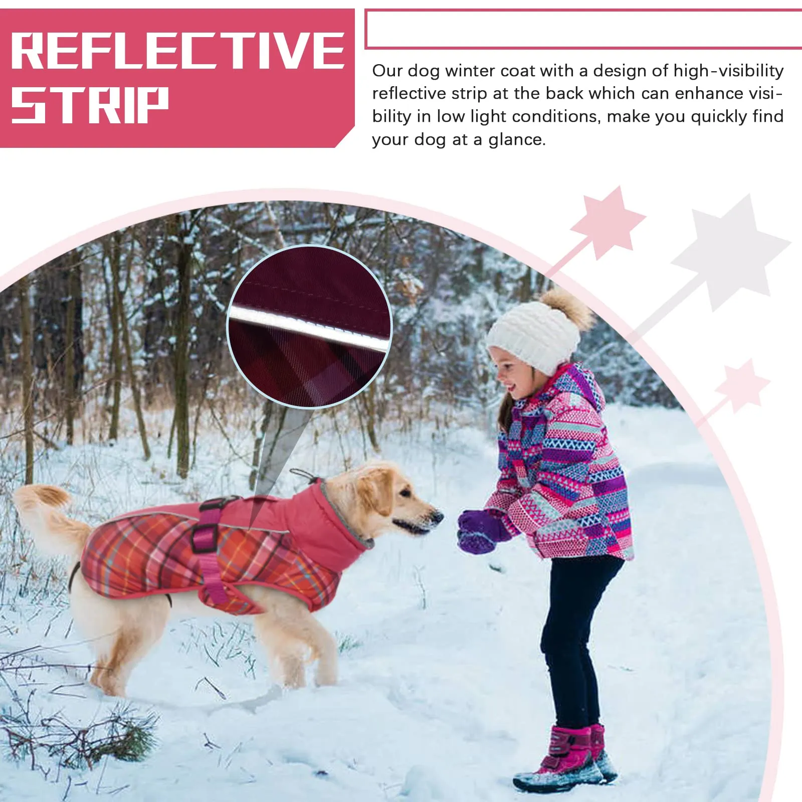 Hjyokuso Cappotto per cani impermeabile Giacca invernale calda, Giacca per cani antivento Abbigliamento per cani Completo per cani di taglia piccola di taglia media Con Striscia Riflettente - immagine 5