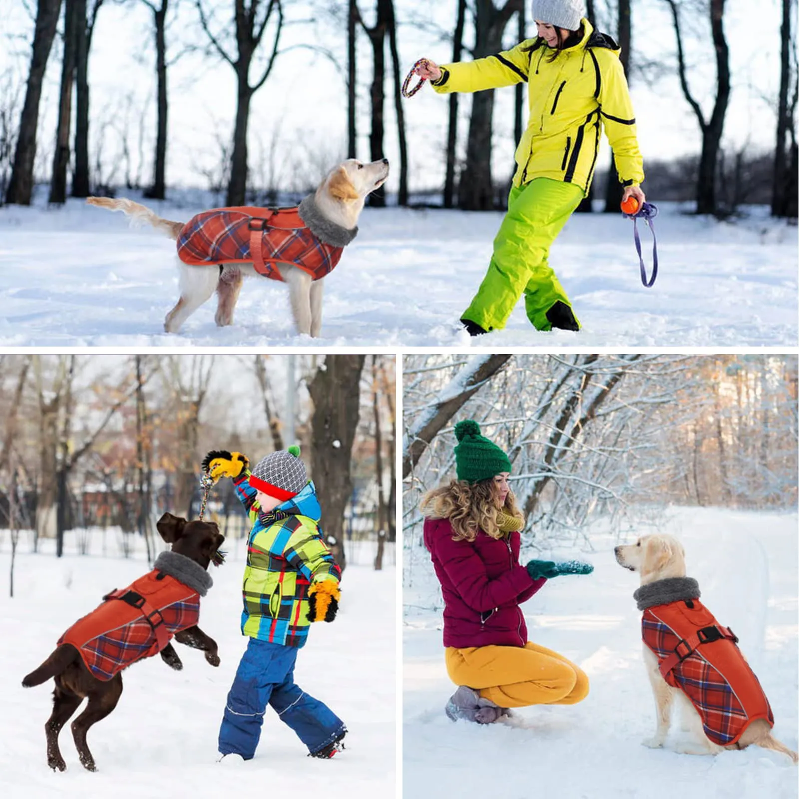 Hjyokuso Cappotto per Cani Impermeabile - Giacca Invernale Calda e Antivento, Abbigliamento Completo per Cani di Taglia Piccola e Media Con Striscia Riflettente - immagine 7