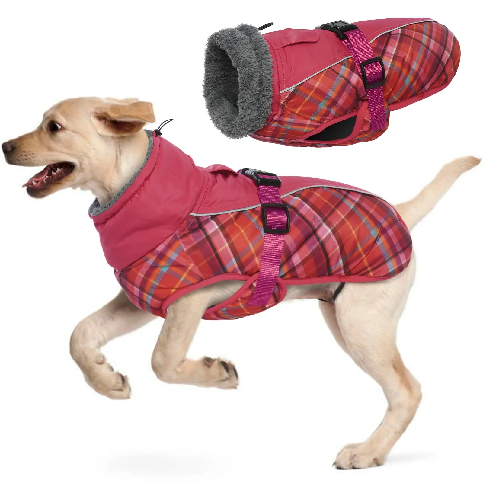 Hjyokuso Cappotto per Cani Impermeabile, Giacca Invernale Calda e Antivento, Abbigliamento Completo per Cani di Taglia Piccola e Media Con Striscia Riflettente - immagine 1