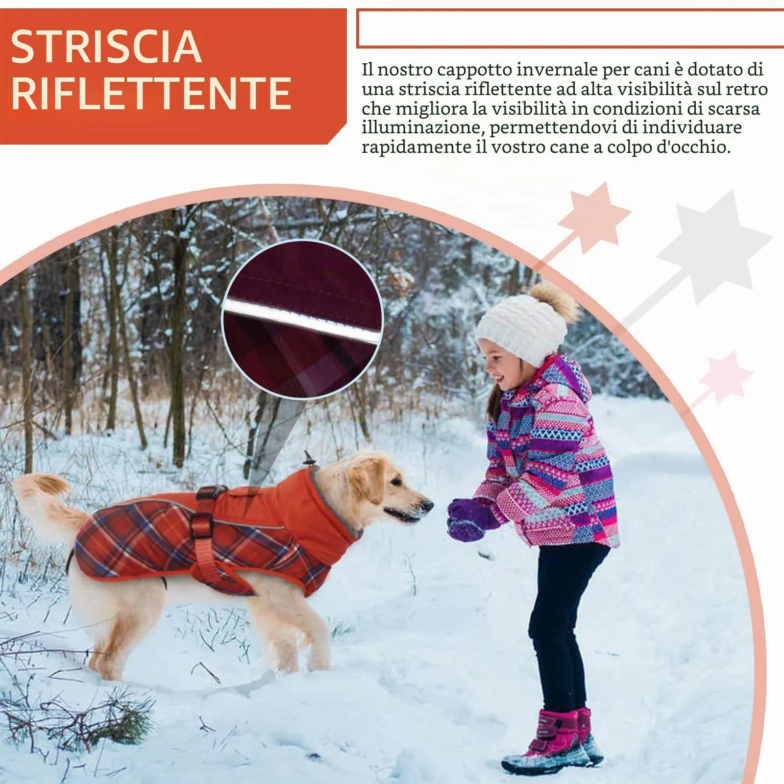 Hjyokuso Cappotto per cani impermeabile Giacca invernale calda, Giacca per cani antivento Abbigliamento per cani Completo per cani di taglia piccola di taglia media Con Striscia Riflettente - immagine 5