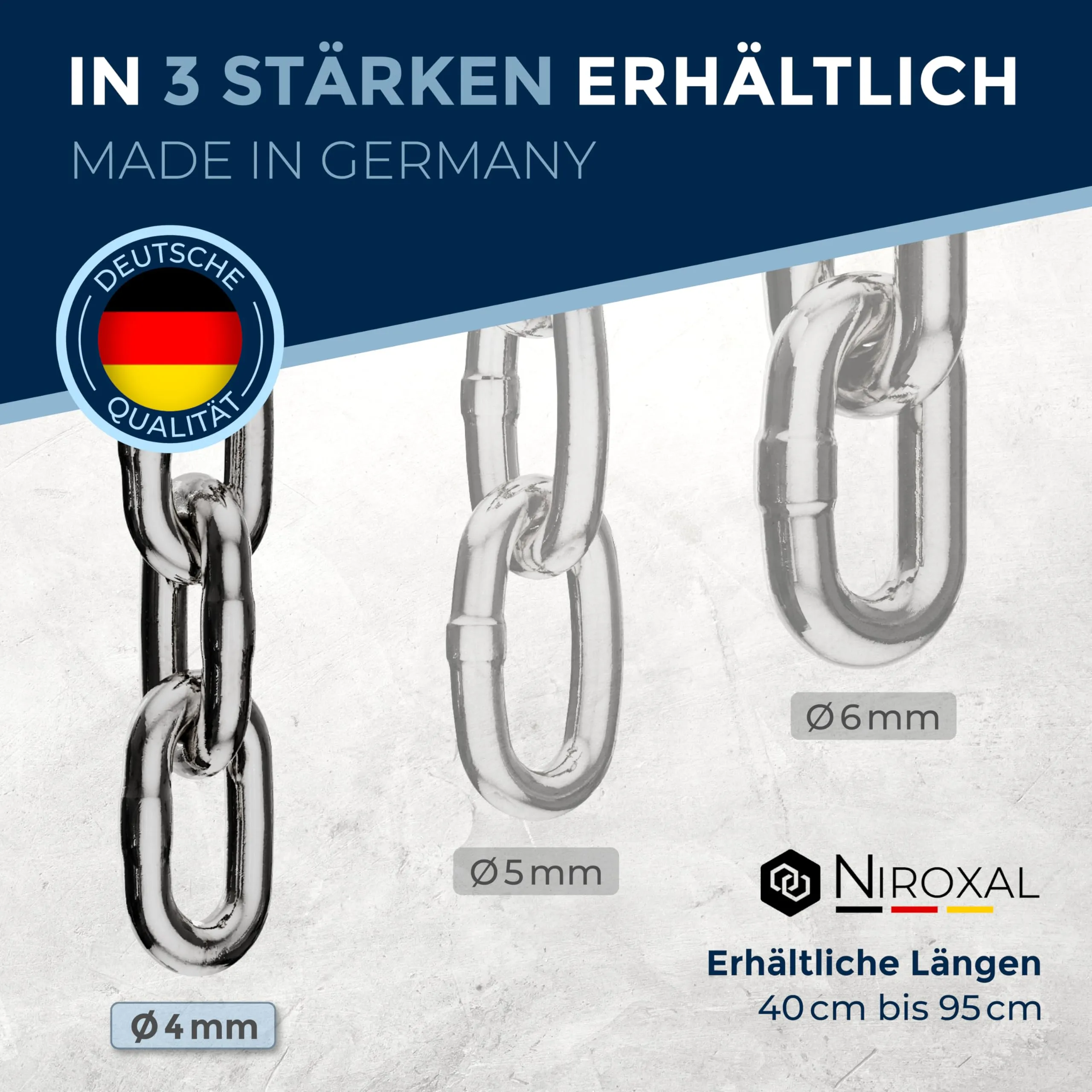 Collare cane acciaio inox A4 V4A Ø4 mm – lunghezza totale 55 cm – con moschettone – maglia corta per controllo preciso – per circonferenza collo 44–49 cm - immagine 4