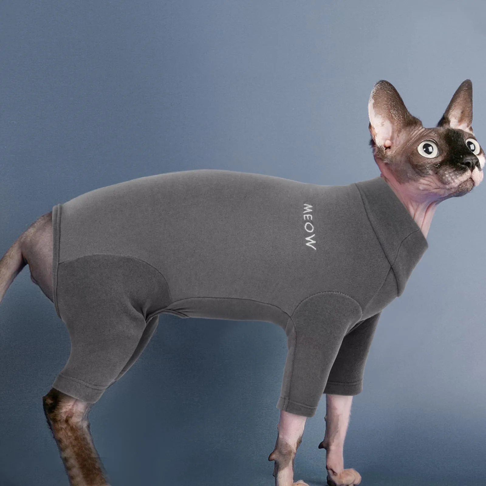 Cappotto in pile per gatti, tuta invernale per gatti con pelle sensibile o allergie, offre comfort e previene i graffi (grigio, XXL) - immagine 6