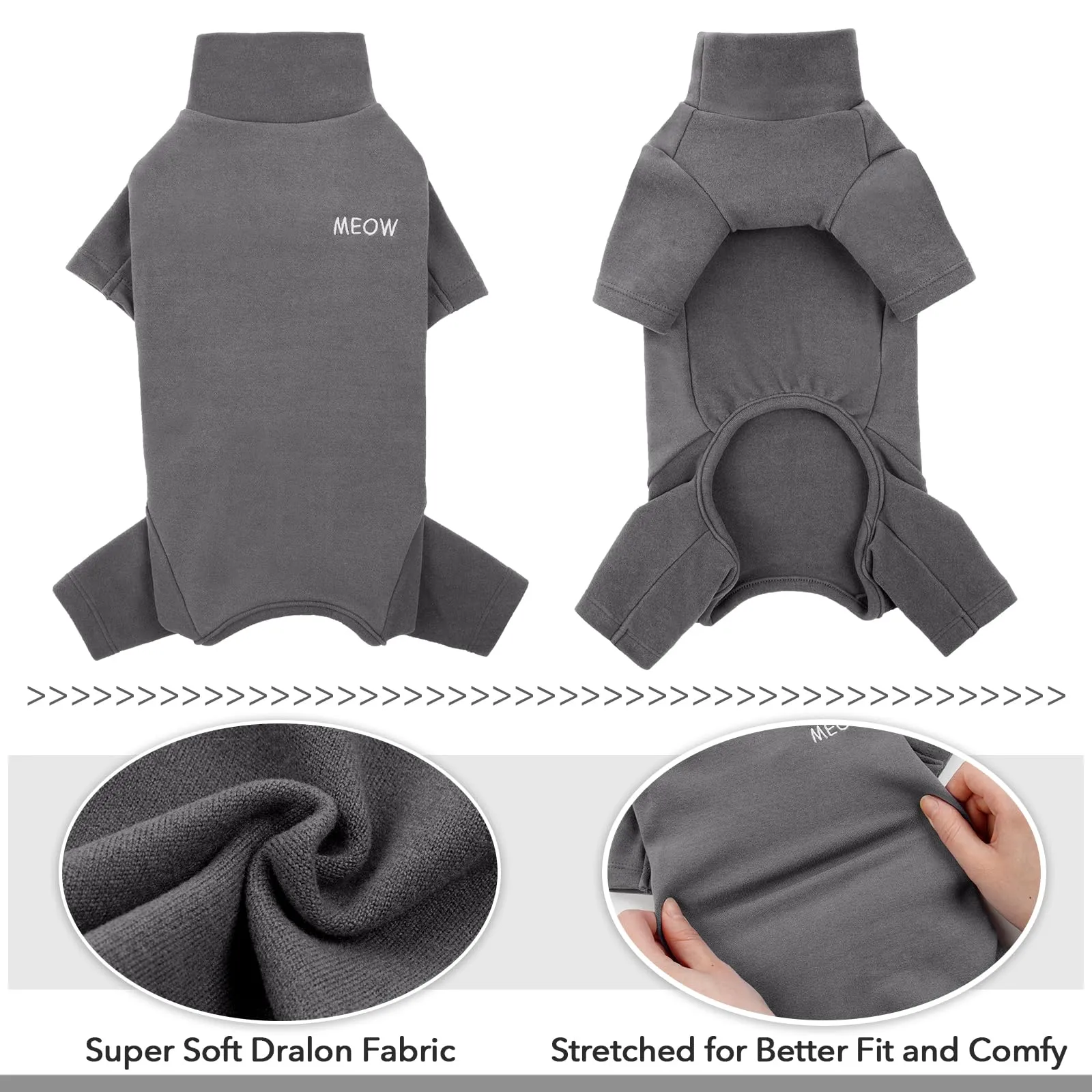 PUMYPOREITY Vestiti Sphynx,Pullover Gatti Maglia a Collo Alto per Gatti Senza peli Felpa Calda Maglione Sphynx Abbigliamento Invernale con Maniche per Sphynx/Cornish Rex/Devon Rex/Peterbald(Grigio,M) - immagine 3