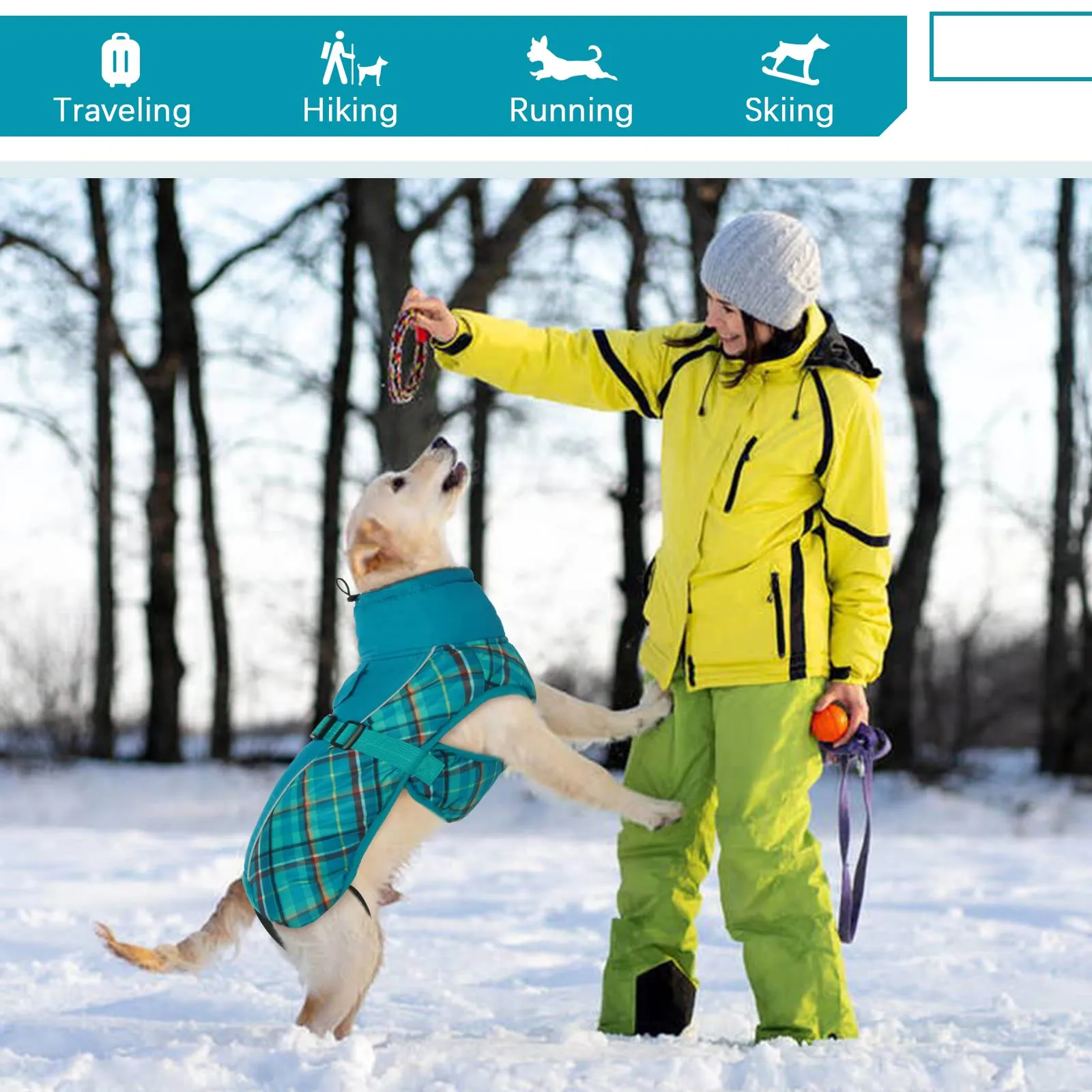 Hjyokuso Cappotto per Cani Impermeabile, Giacca Invernale Calda e Antivento, Abbigliamento Completo per Cani di Taglia Piccola e Media Con Striscia Riflettente - immagine 6