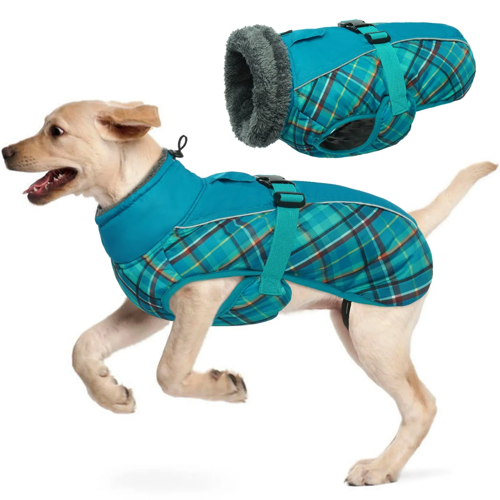 Hjyokuso Cappotto per Cani Impermeabile - Giacca Invernale Calda Antivento Con Striscia Riflettente - Abbigliamento Completo per Cani di Taglia Piccola e Media - immagine 1