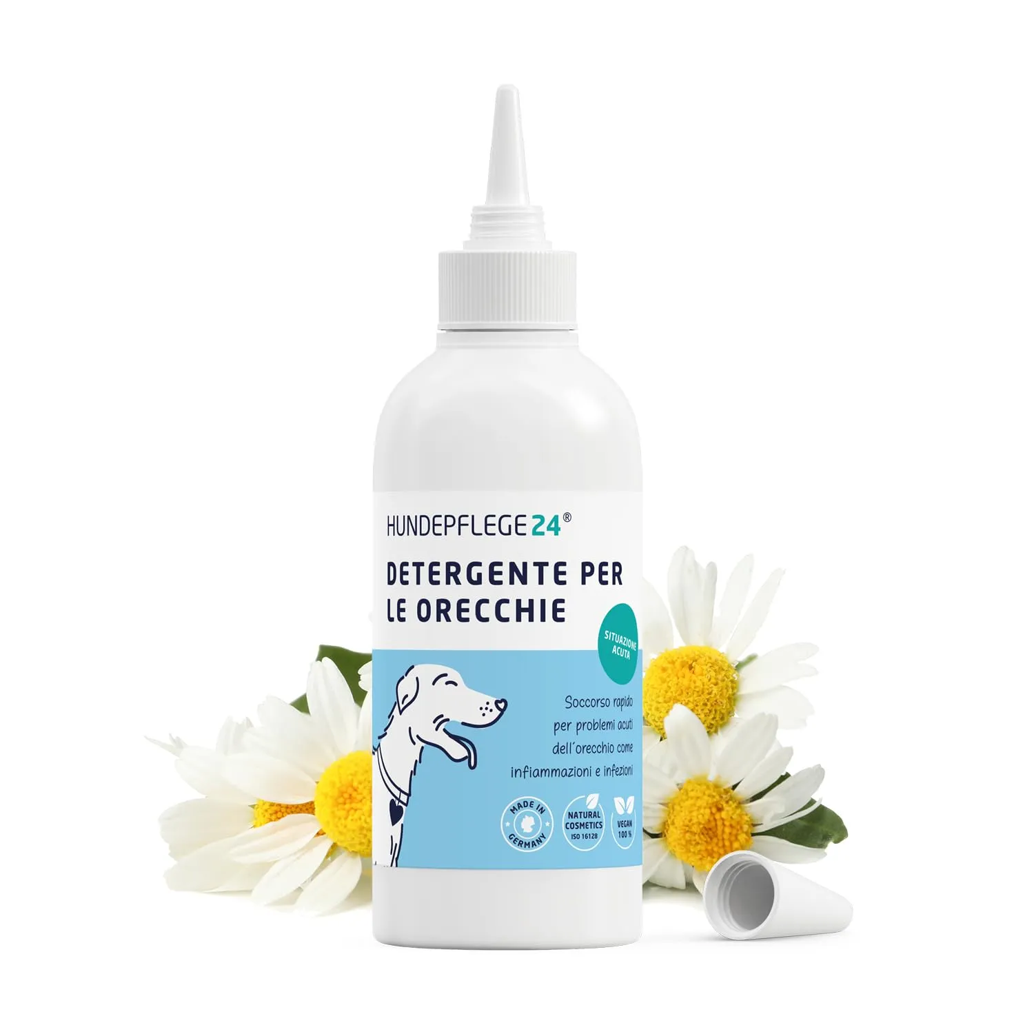 Hundepflege24 detergente Auricolare Cane ACUTO - Detergente Extra Forte per Le Orecchie del Cane Contro infiammazioni & infezioni - Pulizia Orecchie Cane/Gocce Orecchie Cani e Gatti 250ml - immagine 1