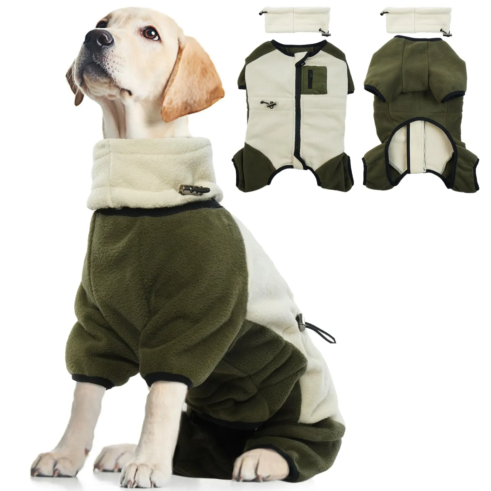 Cane Pullover Maglioncino Felpa Pile Maglietta Vestito Invernale Pigiama Vestito a Quattro Zampe (Beige, L) - immagine 1