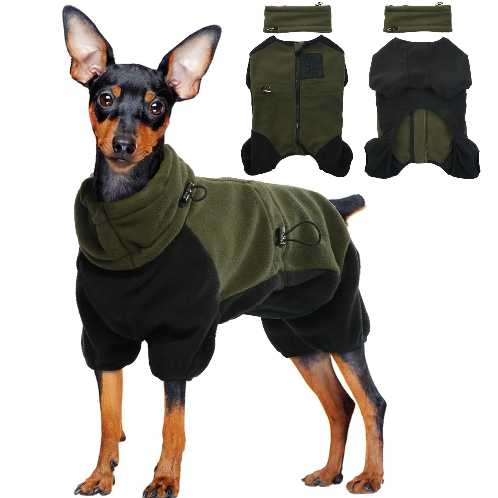 Cappottino per Cani Piccoli, Giubbotto in Pile Caldo, Abbigliamento Invernale, Felpa Cuccioli, Tuta da Neve Calda per Chihuahua (Verde Militare, XS) - immagine 1