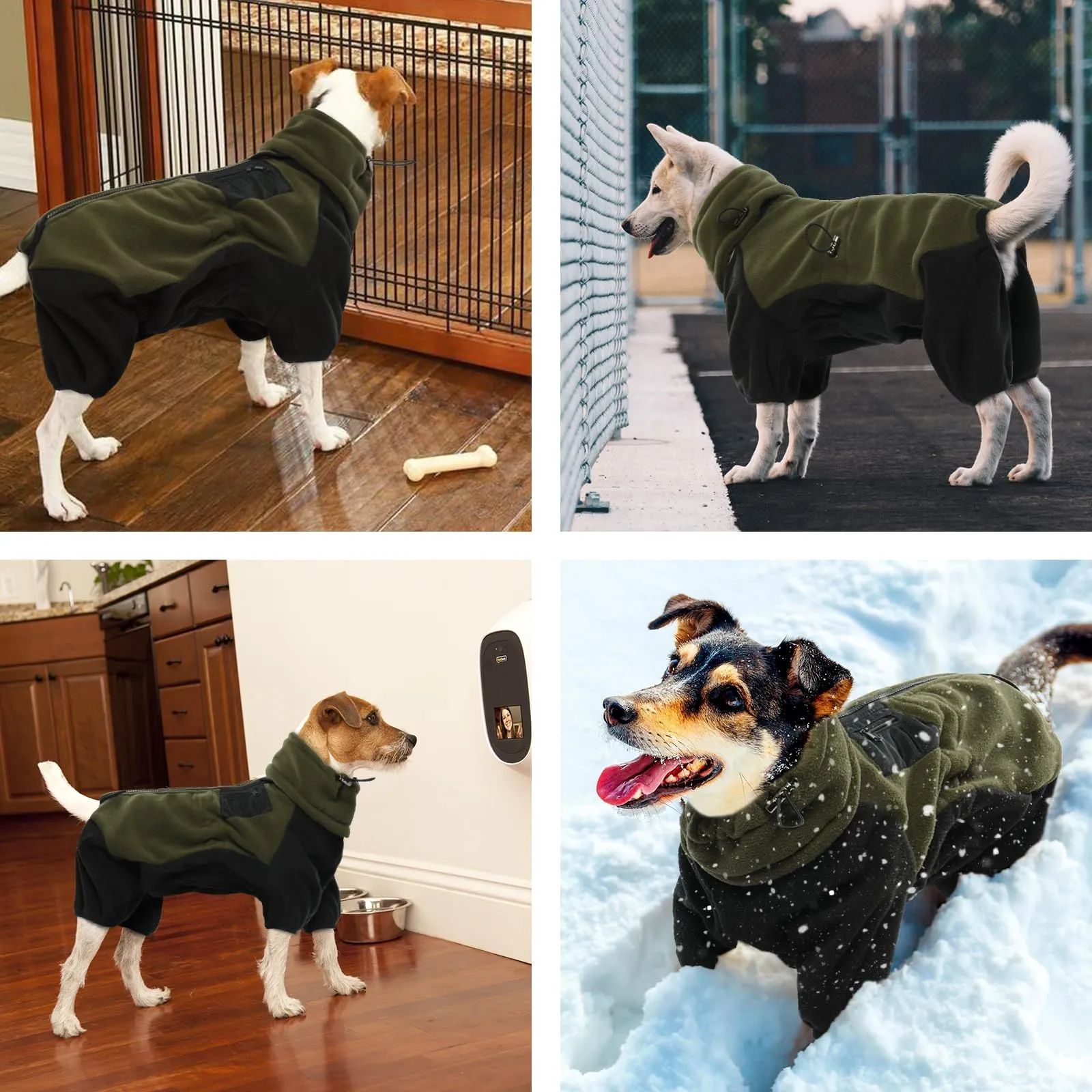 Cappottino per Cani Piccoli, Giubbotto in Pile Caldo, Abbigliamento Invernale, Felpa Cuccioli, Tuta da Neve Calda per Chihuahua (Verde Militare, XS) - immagine 6