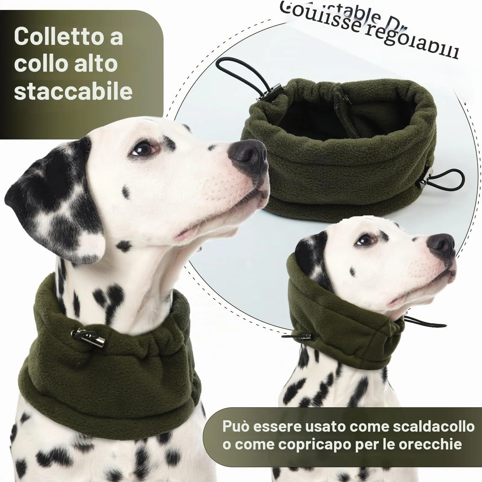 Cappotto Cane Taglia Media, Giubbotto Cane Pullover Cani Taglia Media Giacca Invernale Per Cani Felpe Per Cani(Verde Militare, M) - immagine 3
