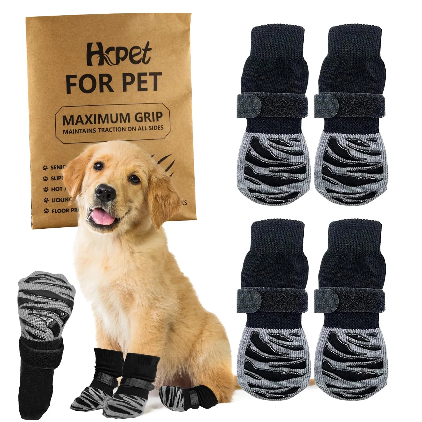 Calzini Antiscivolo per Cani da Interno, Calze Morbide con Silicone su Entrambi i Lati, Migliora la Trazione su Pavimenti Lisci per Cani di Taglia Media e Grande - immagine 1