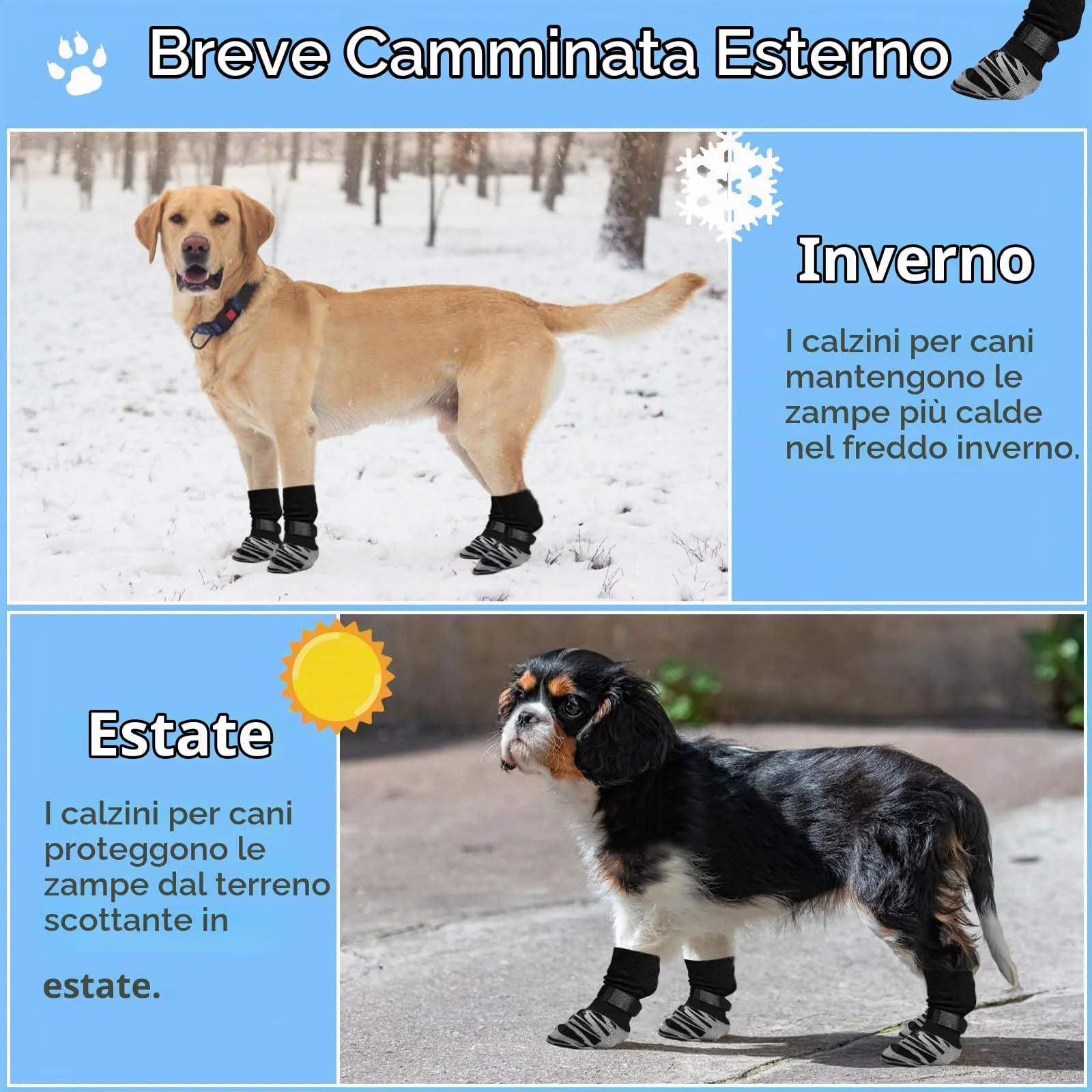 Calzini Antiscivolo per Cani da Interno, Calze Morbide con Silicone su Entrambi i Lati, Migliora la Trazione su Pavimenti Lisci per Cani di Taglia Media e Grande - immagine 2