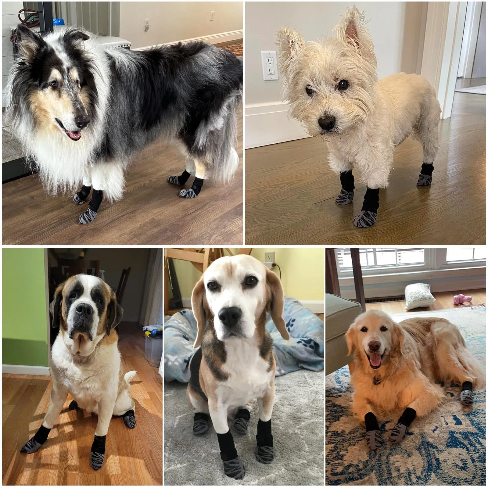 Calzini Antiscivolo per Cani da Interno, Calze Morbide con Silicone su Entrambi i Lati, Migliora la Trazione su Pavimenti Lisci per Cani di Taglia Media e Grande - immagine 9
