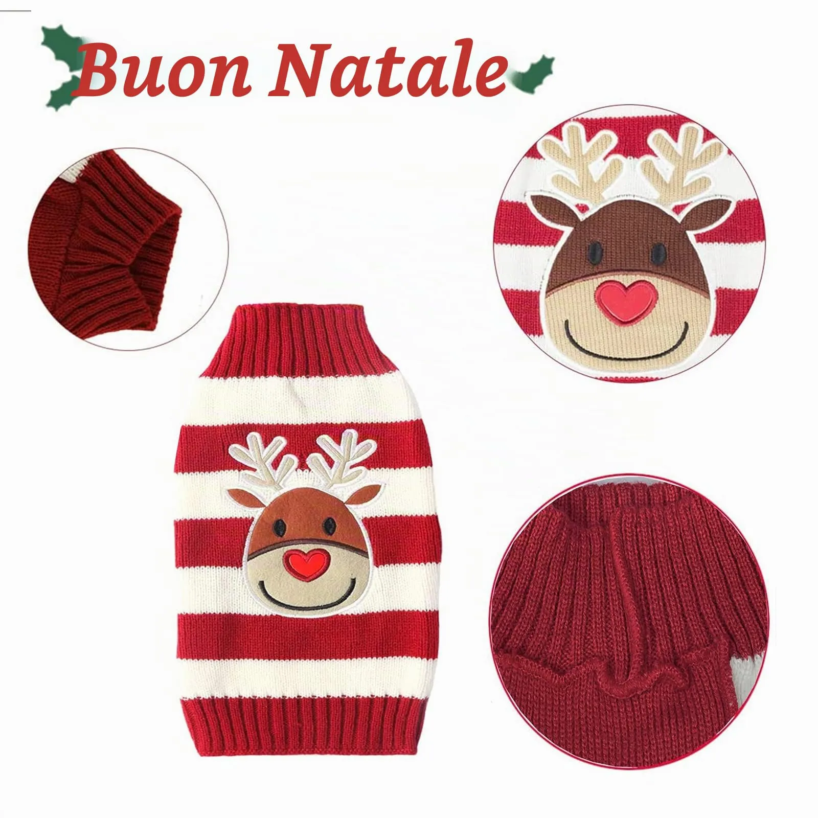 1 Maglioncino Natalizio per Cane o Gatto, Maglione di Natale per Animali, Cane Gatto Maglieria Costume, Caldo per l’Inverno, Lavorato a Maglia (Christmas elk, XL) - immagine 3