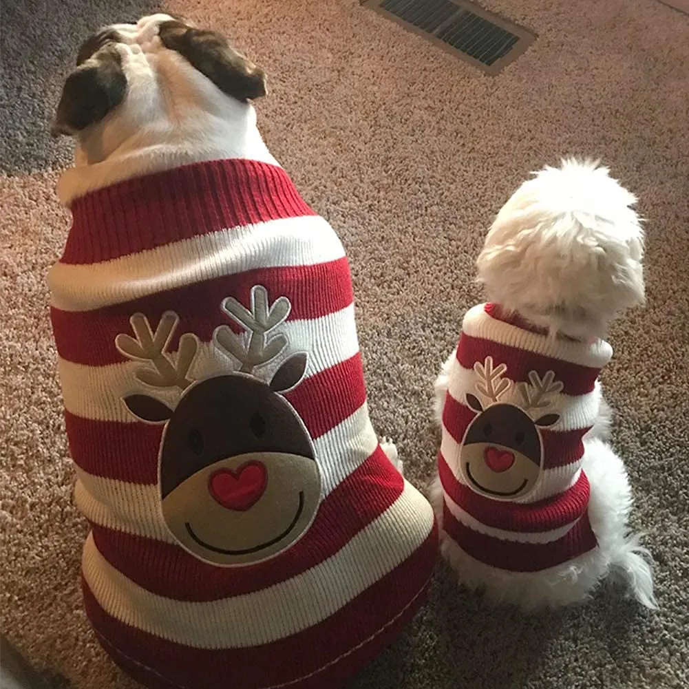 1 Maglioncino Natalizio per Cane o Gatto, Maglione di Natale per Animali, Cane Gatto Maglieria Costume, Caldo per l’Inverno, Lavorato a Maglia (Christmas elk, XL) - immagine 6
