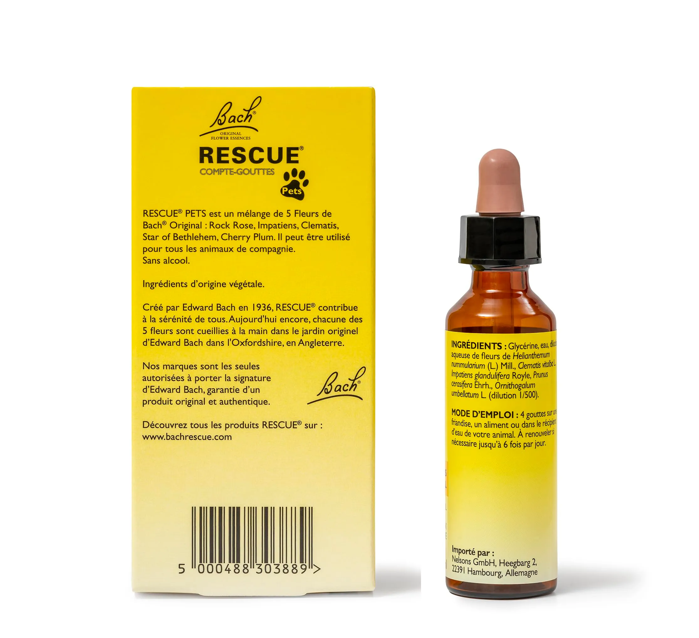 RESCUE PETS - Contagocce per animali domestici, ideale per viaggi, visita veterinaria, toelettatura, rumore e solitudine, senza alcool, naturale e vegano, flacone da 20 ml - immagine 3