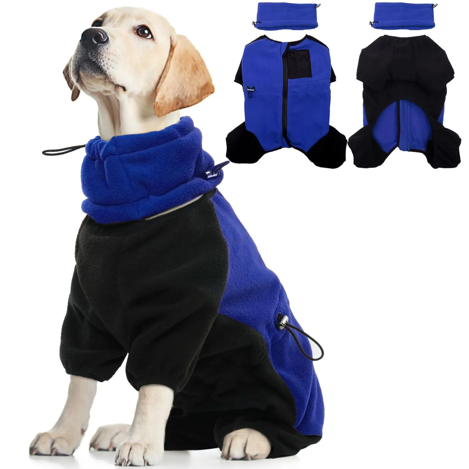 Cappottino Pile per Cani, Pullover Maglioncino Felpa Maglietta Vestito Invernale Pigiama a Quattro Zampe (Blu, L) - immagine 1