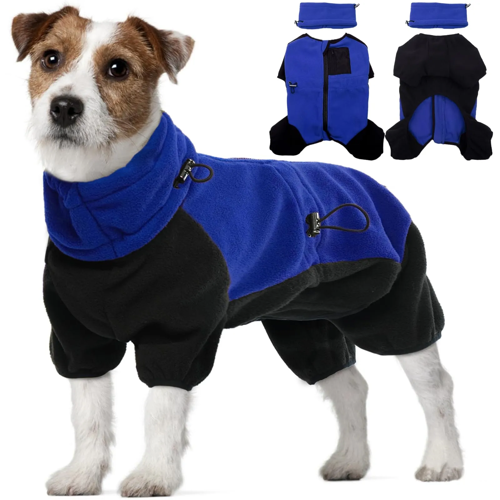 Cappotto per Cani, Giacche invernali in Pile per Cane Maglione a collo alto Cani Antivento a Quattro Zampe Abbigliamento Inverno in Pile Abbigliamento Caldo per Cani Piccoli Medii (Blu, M) - immagine 1