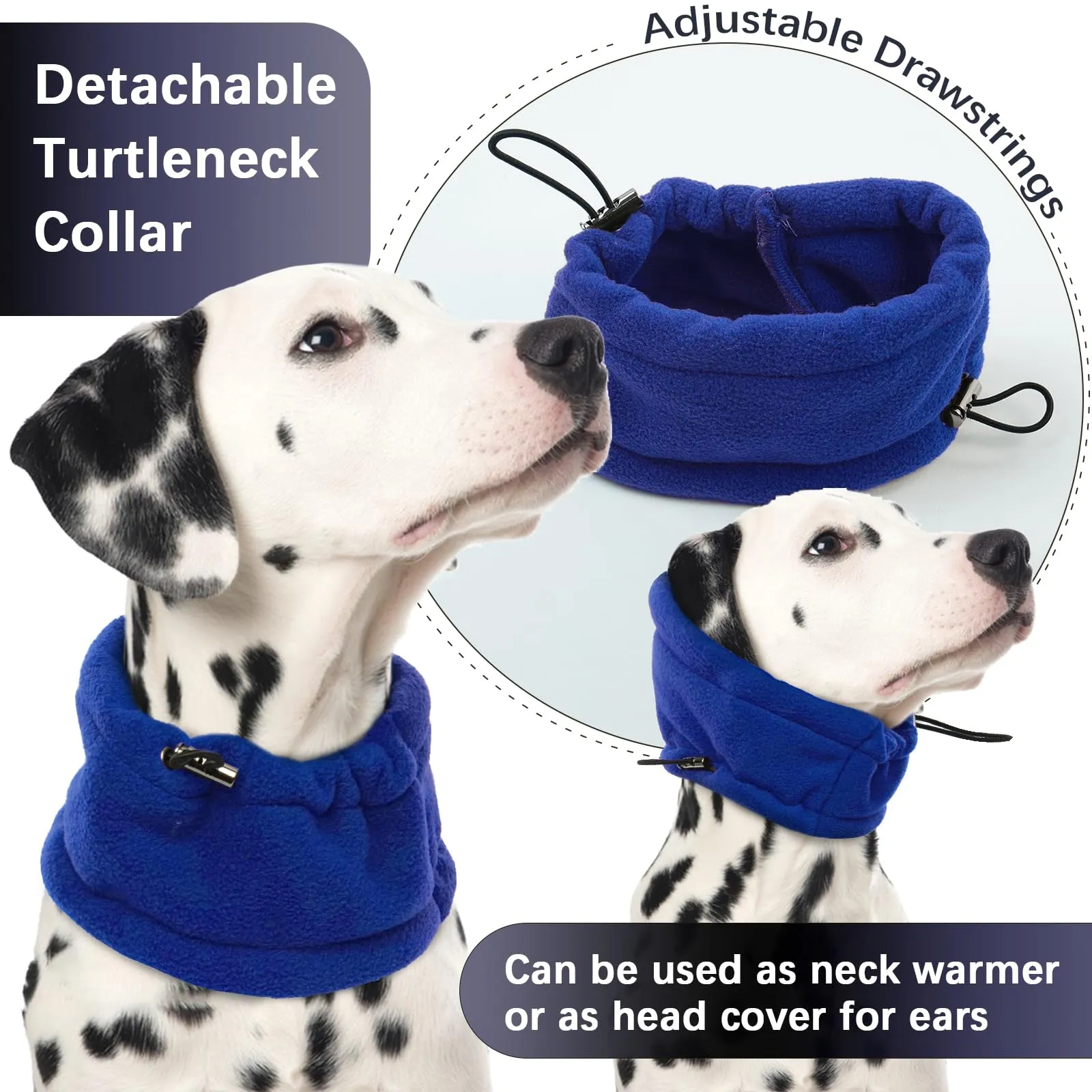 Cappotto per Cani, Giacche invernali in Pile per Cane Maglione a collo alto Cani Antivento a Quattro Zampe Abbigliamento Inverno in Pile Abbigliamento Caldo per Cani Piccoli Medii (Blu, M) - immagine 3