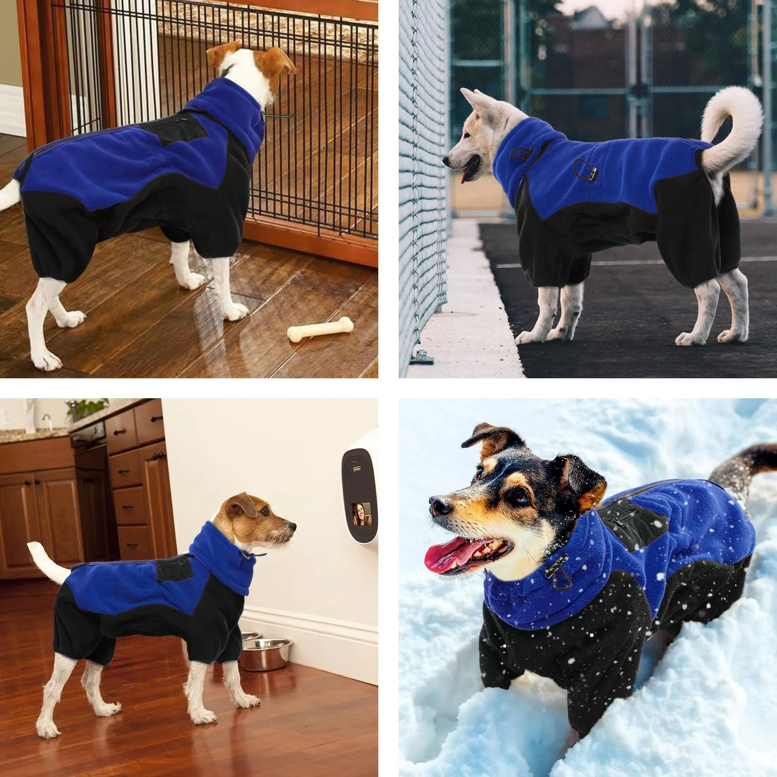 PUMYPOREITY Cappottino Invernale Cani Piccoli, Giubbotto in Pile Caldo Abbigliamento Veste per Cani Felpa Cuccioli Vestito Invernale a Quattro Zampe Tuta Neve Calda Cuccioli Chihuahua(Blu, XL) - immagine 6
