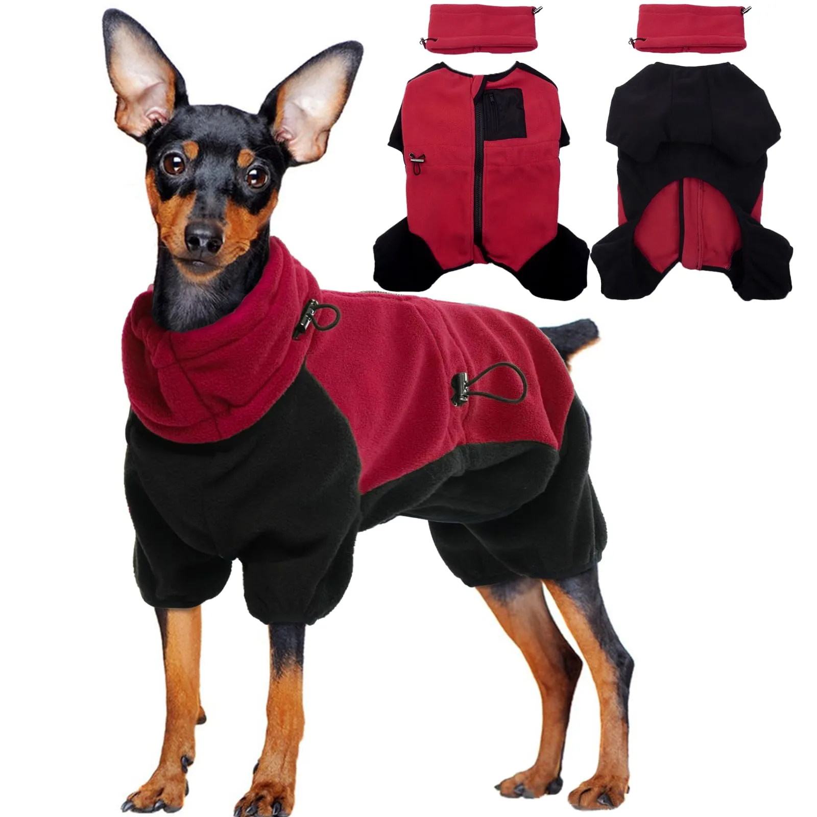 Cappottino per Cani Piccoli, Giubbotto in Pile Caldo, Abbigliamento Invernale, Felpa Cuccioli, Vestito Tuta Neve Calda per Chihuahua (Rosso, XS) - immagine 1