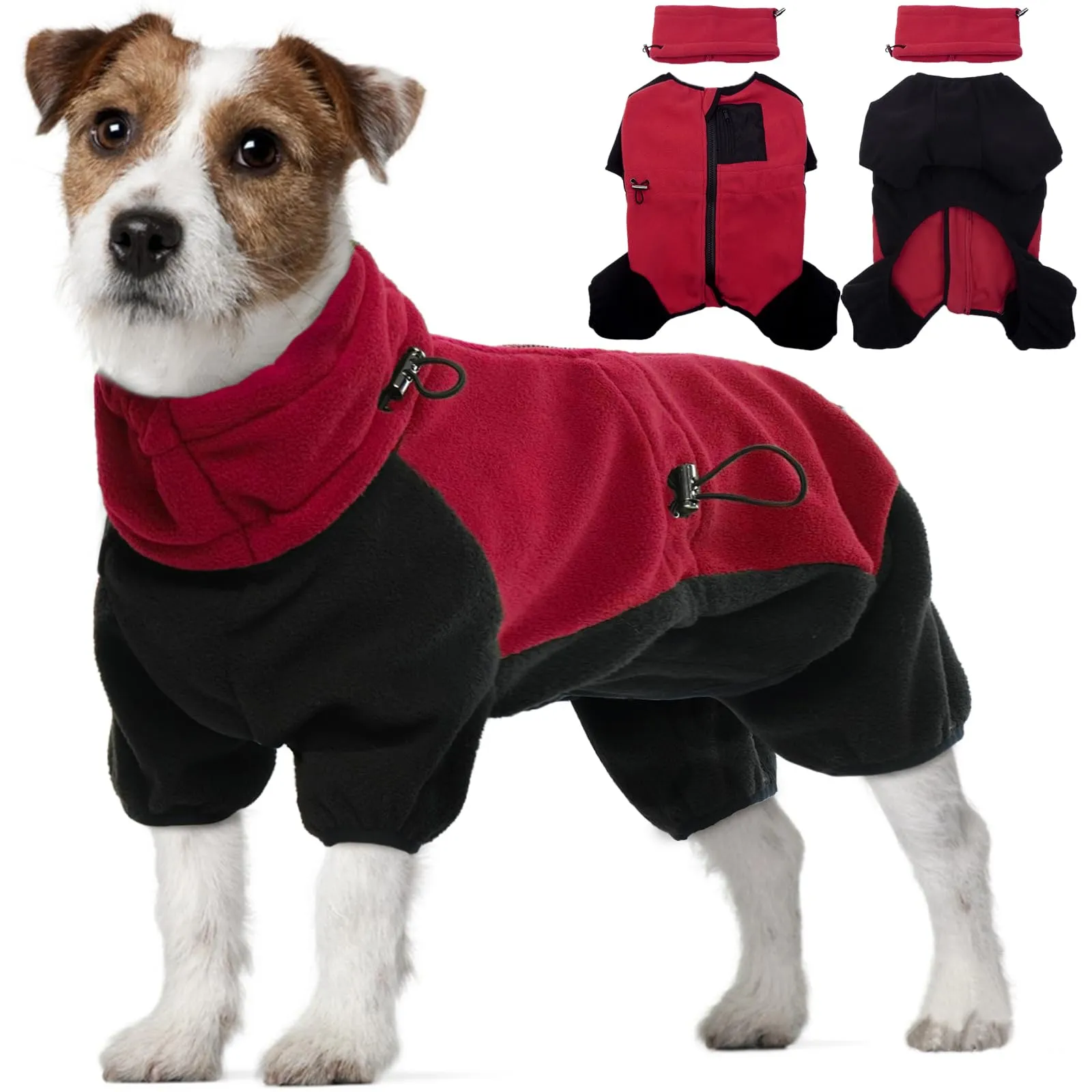 PUMYPOREITY Cappotti e Giubbotti per Cani, Giacca Invernale in Pile Pigiama per Cani Maglione Cani Cappotto Invernale Antivento Maglione Calda per Cani di Piccola e Media Taglia(Rosso, M) - immagine 1