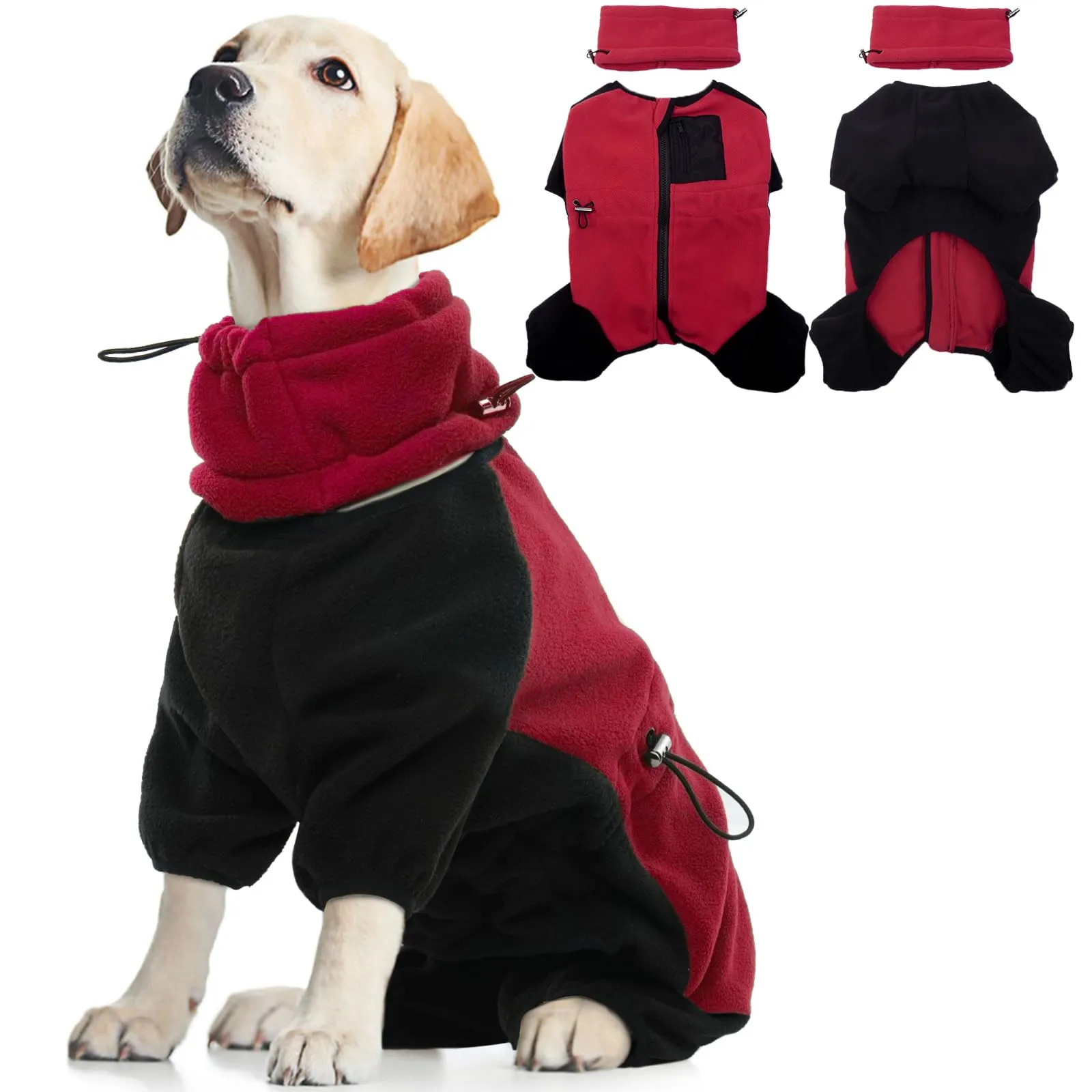 Pilecane, Pullovercane, Maglioncino Felpa, Magliettacane, Vestito Invernalecane, Pigiamacane, Vestito a Quattro Zampe (Rosso, L) - immagine 1