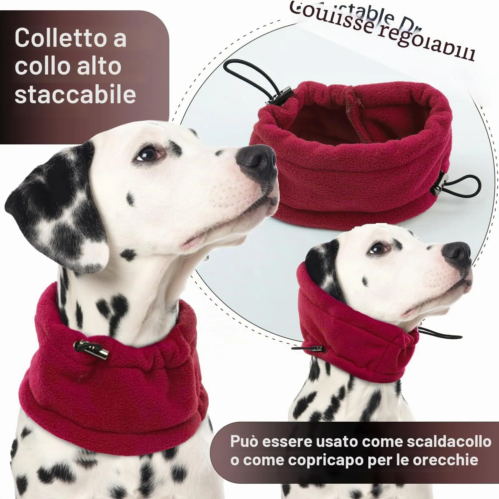 PUMYPOREITY Cappotti e Giubbotti per Cani, Giacca Invernale in Pile Pigiama per Cani Maglione Cani Cappotto Invernale Antivento Maglione Calda per Cani di Piccola e Media Taglia(Rosso, S) - immagine 3