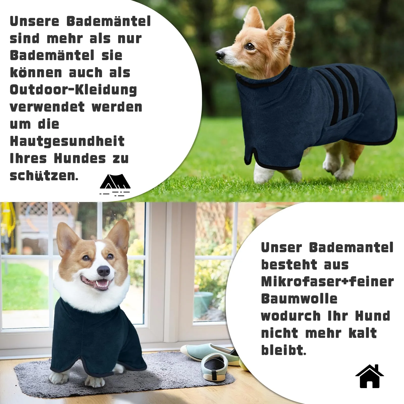WUFANC Accappatoio Cane in Microfibra - Super Assorbente e Asciugatura Rapida - Asciugamano Cane Chiusura in Cinghie e Fascia Regolabile - Adatto per Cani di Taglia Grande, Media e Piccola - immagine 4
