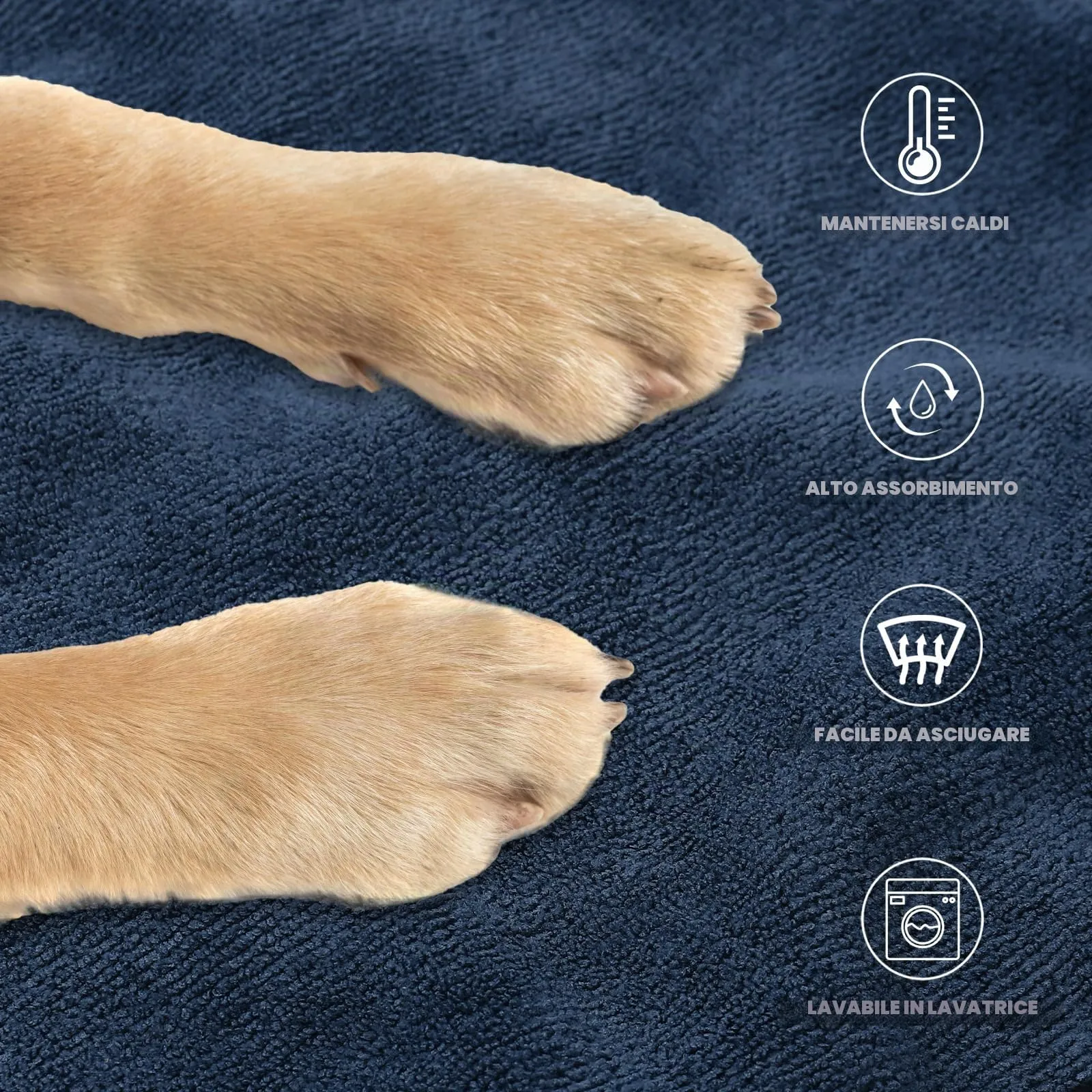 WUFANC Accappatoio Cane in Microfibra - Super Assorbente e Asciugatura Rapida - Asciugamano Cane Chiusura in Cinghie e Fascia Regolabile - Adatto per Cani di Taglia Grande, Media e Piccola - immagine 3