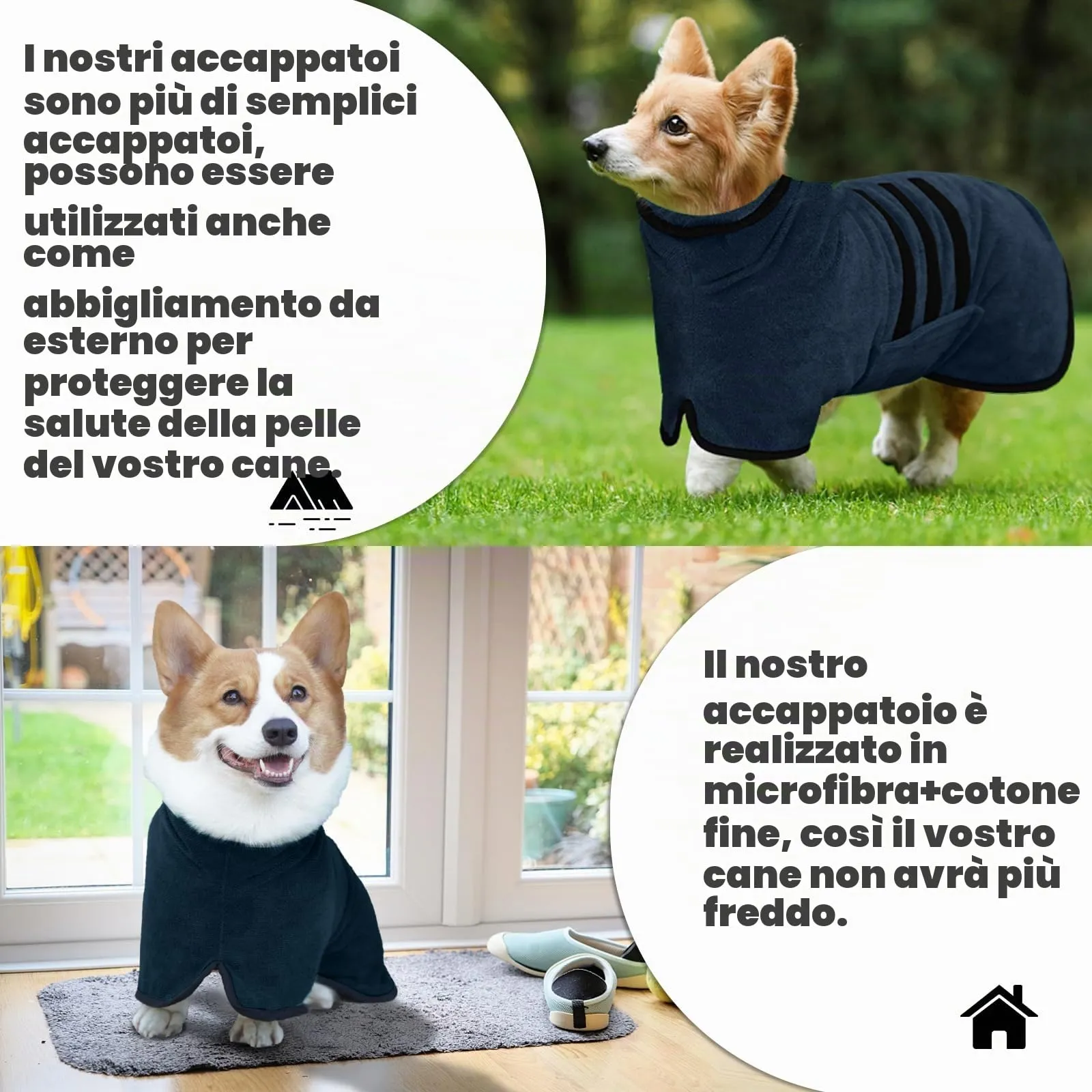 WUFANC Accappatoio Cane in Microfibra - Super Assorbente e Asciugatura Rapida - Asciugamano Cane Chiusura in Cinghie e Fascia Regolabile - Adatto per Cani di Taglia Grande, Media e Piccola - immagine 4