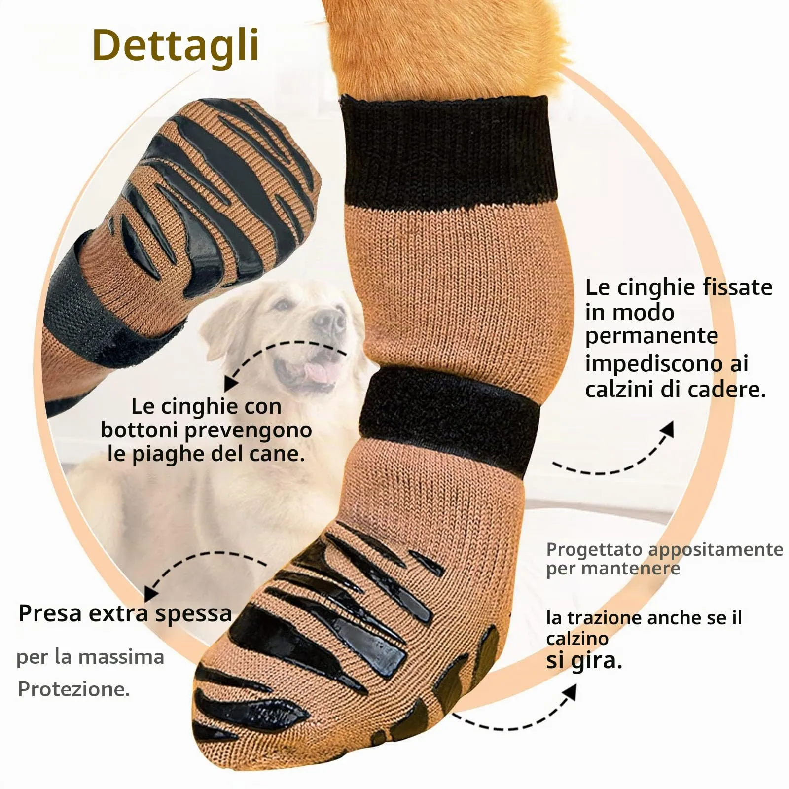 2 Paia Calzini Antiscivolo per Cani da Interno, Calze per Cani con Doppio Silicone Antiscivolo, Migliora la Trazione su Pavimenti in Legno e Piastrelle, Morbidi e Traspiranti - immagine 3