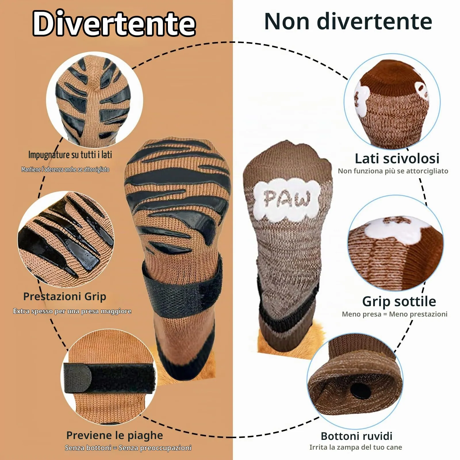 2 Paia Calzini Antiscivolo per Cani da Interno, Calze per Cani con Doppio Silicone Antiscivolo, Migliora la Trazione su Pavimenti in Legno e Piastrelle, Morbidi e Traspiranti - immagine 4