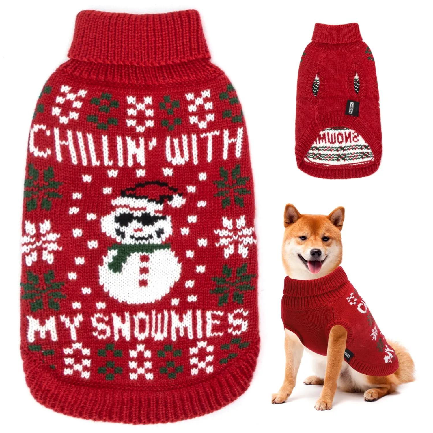 Nobleza - Maglioncino Natale Cane, Vestiti Natale Gatto Cane, Maglione per Cani con Motivo Pupazzo di Neve, Pullover a Maglia per Cani Caldo, Adatto a Gatti e Cani di Taglia Piccola o Media, XL - immagine 1