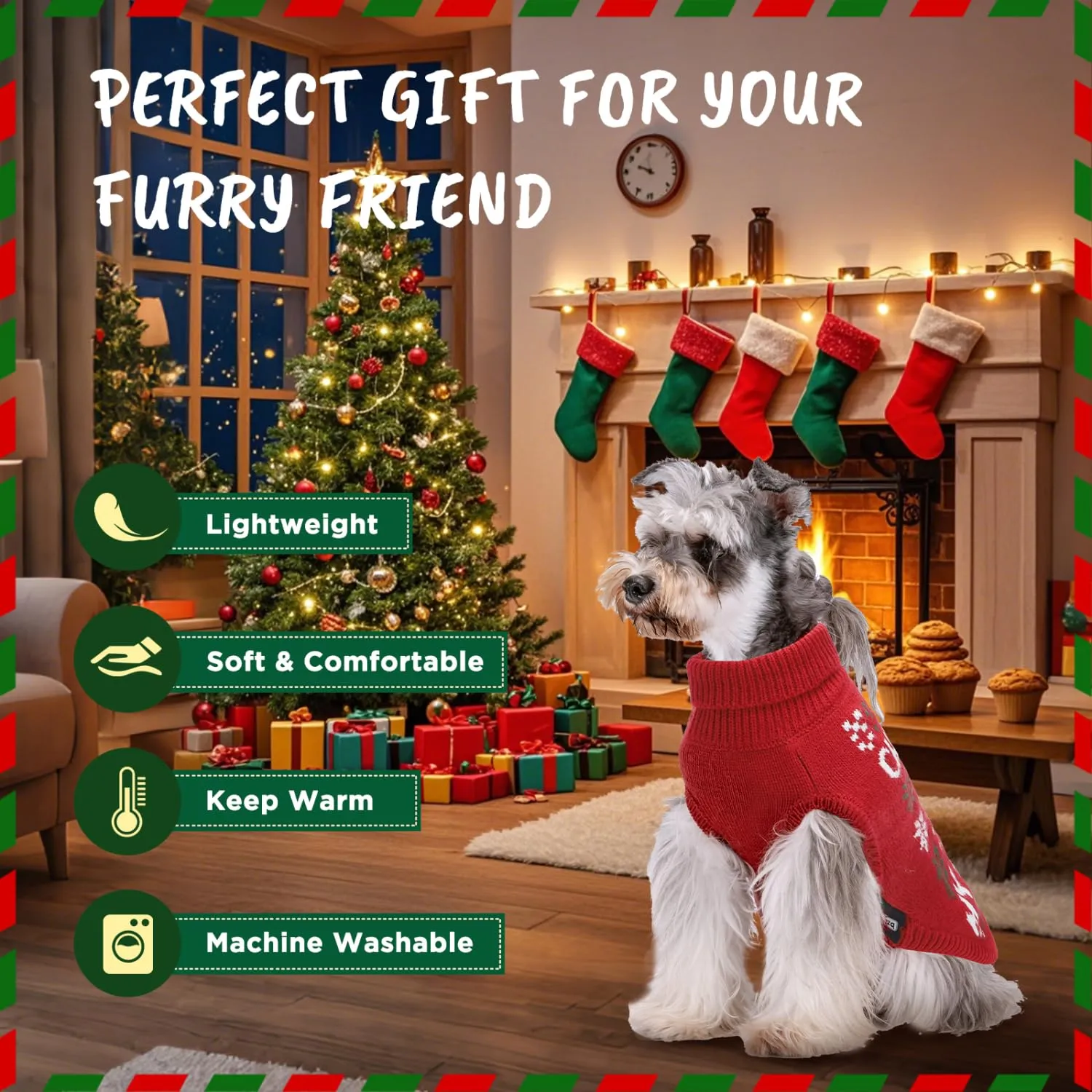 Nobleza - Maglioncino Natale Cane, Vestiti Natale Gatto Cane, Maglione per Cani con Motivo Pupazzo di Neve, Pullover a Maglia per Cani Caldo, Adatto a Gatti e Cani di Taglia Piccola o Media, XL - immagine 6