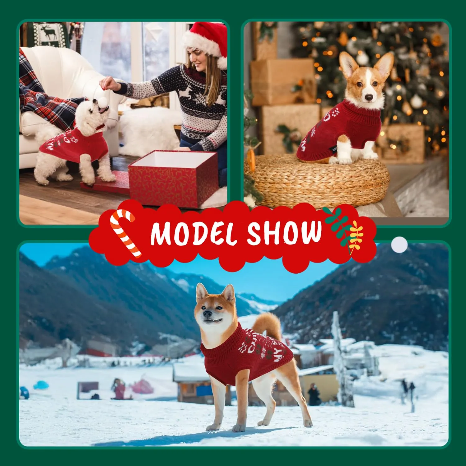Nobleza - Maglioncino Natale Cane, Vestiti Natale Gatto Cane, Maglione per Cani con Motivo Pupazzo di Neve, Pullover a Maglia per Cani Caldo, Adatto a Gatti e Cani di Taglia Piccola o Media, XL - immagine 7