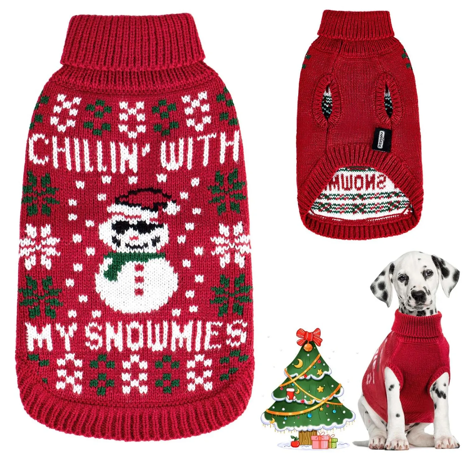 Nobleza - Maglioncino Natale Cane, Vestiti Natale Gatto Cane, Maglione per Cani con Motivo Pupazzo di Neve, Pullover a Maglia per Cani Caldo, Adatto a Gatti e Cani di Taglia Piccola o Media, M - immagine 1